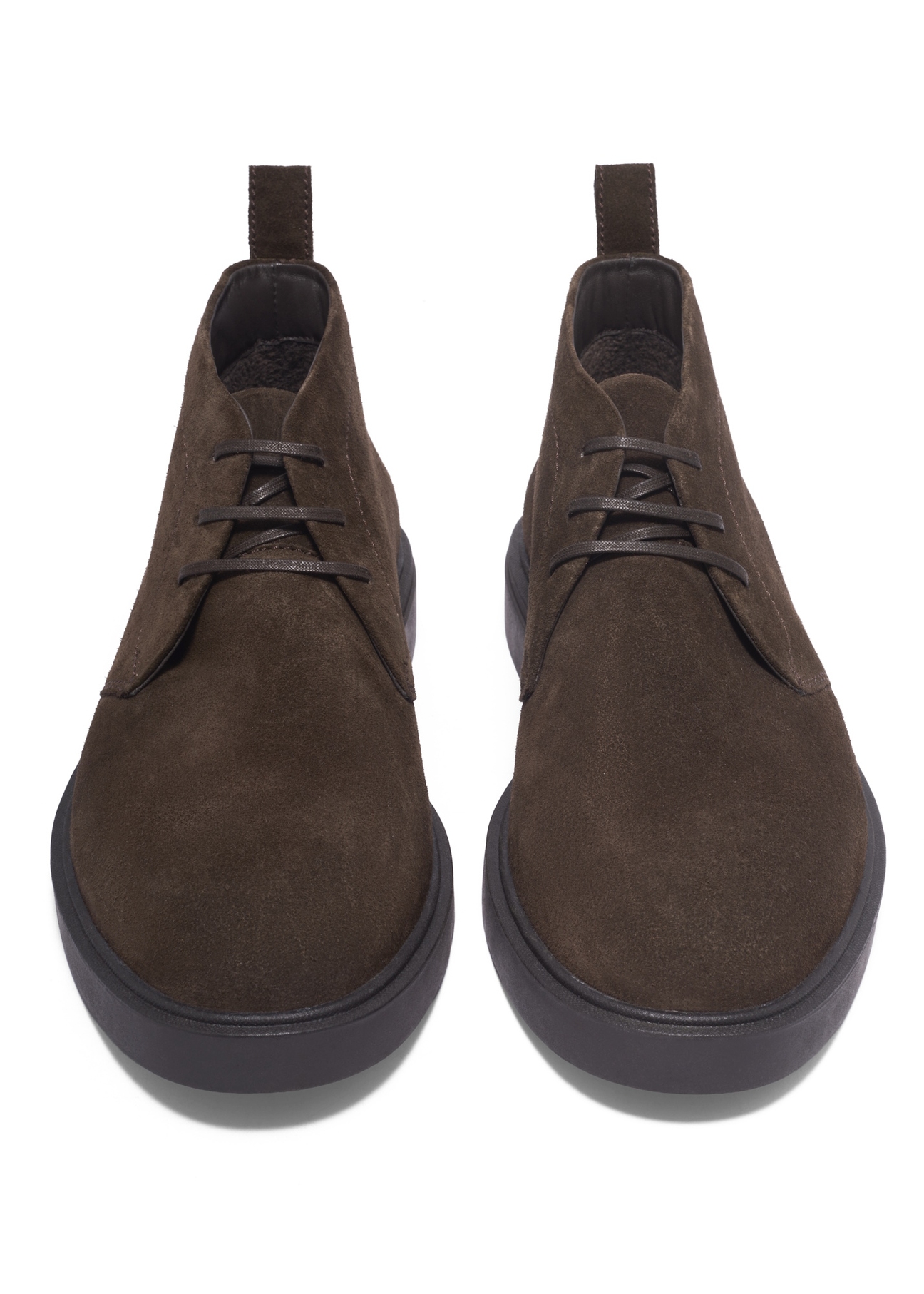 Men's dark brown suede ankle boots BUTYM-0575-1I(Z26), front product view on white background.