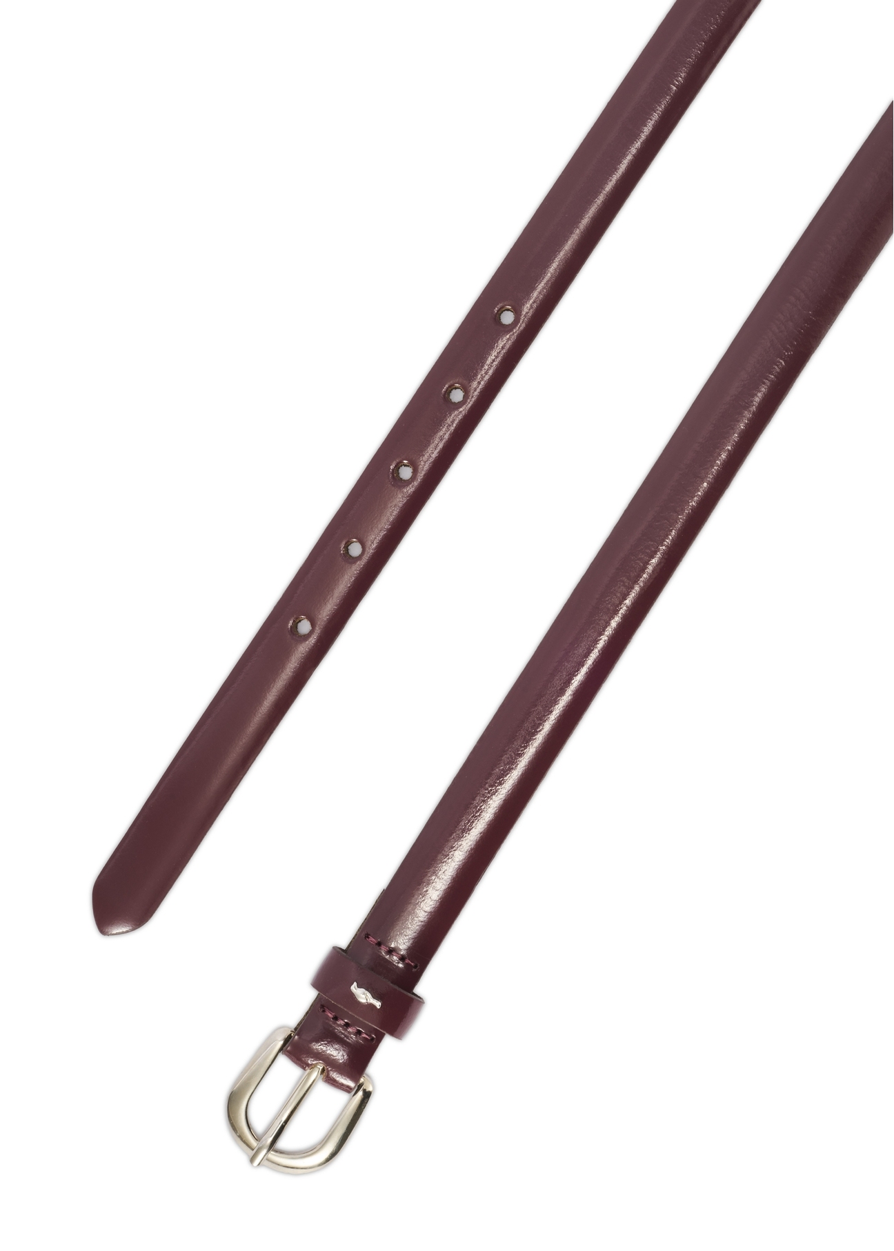 Burgundy thin leather women's belt PASDS-0281-49(Z25)