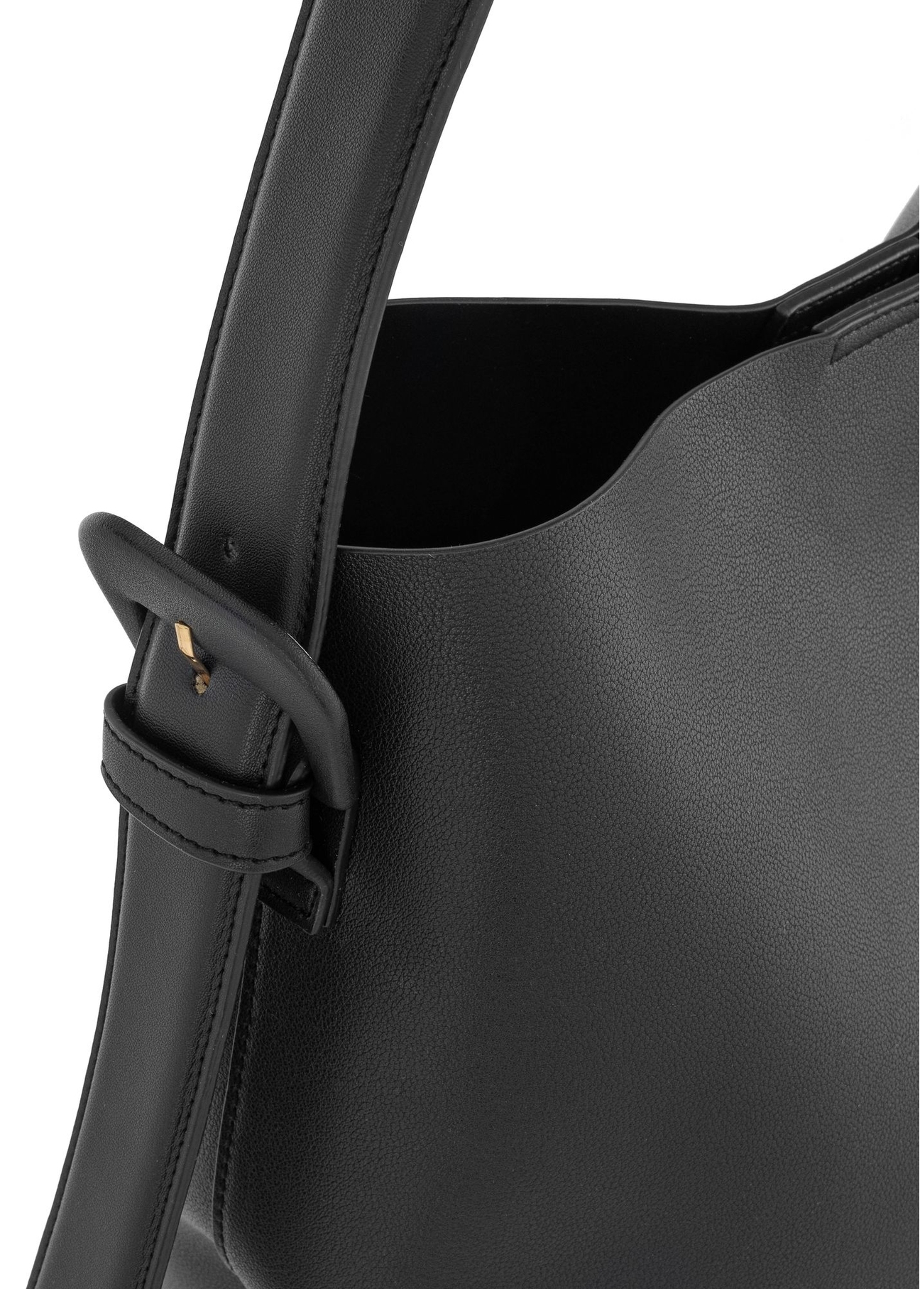 Black imitation leather shopper bag TOREC-0903-99(W24)-07