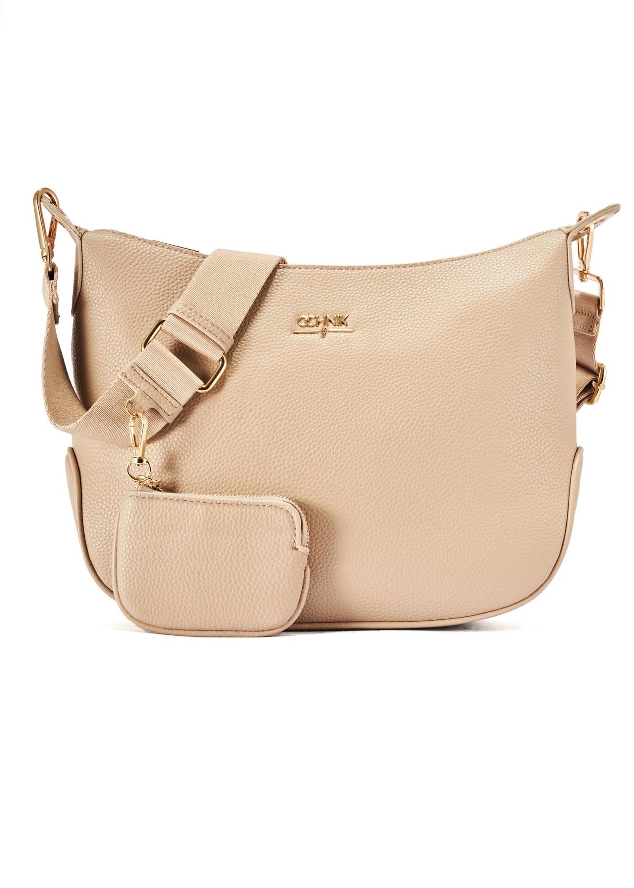 Beige women's hobo-style handbag TOREC-0829A-80(Z25) - front product view on white background.