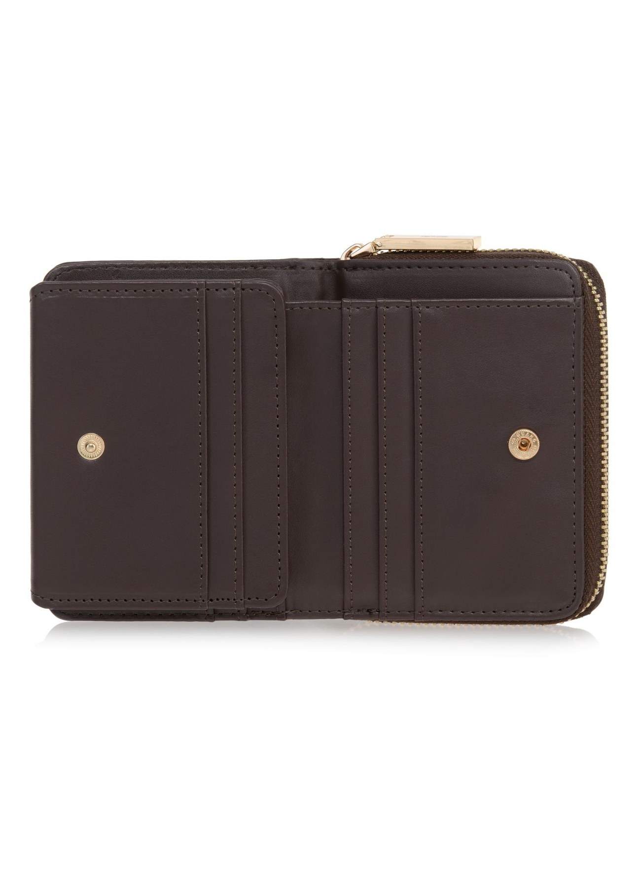 Small brown women's croco wallet POREC-0352A-90(Z25), product view inside on white background.