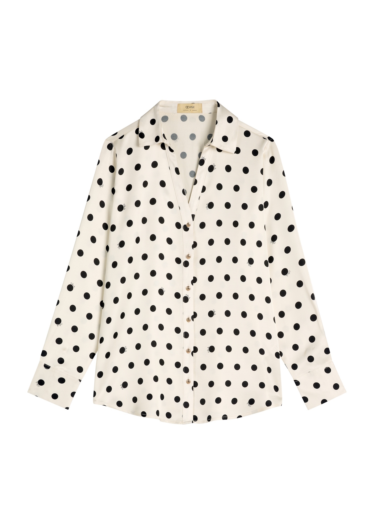 Cream polka dot women's shirt KOSDT-0155-0P(W26), front product view on white background.