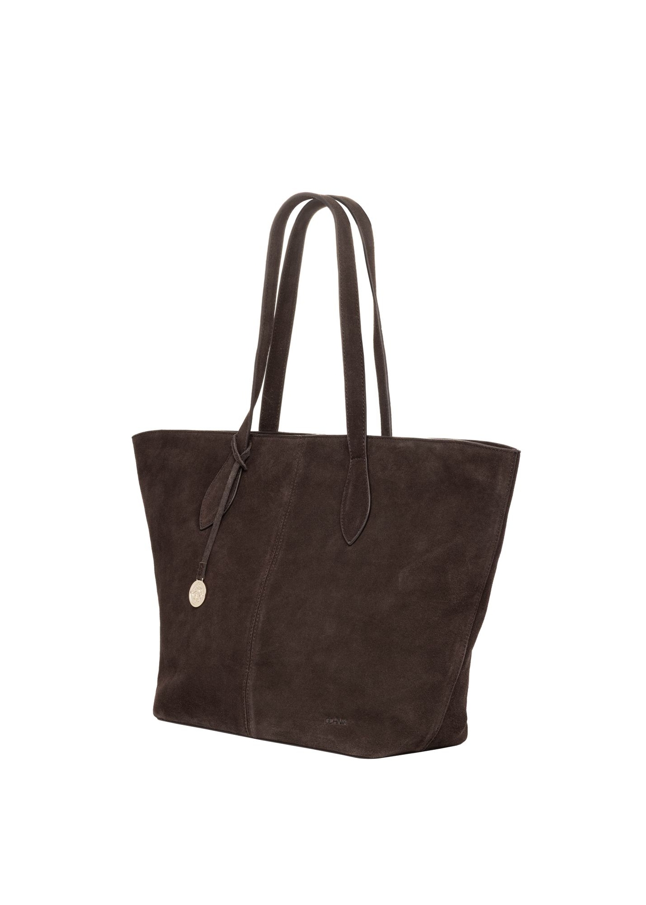 Brown women's shopper bag TORES-1407-1I(Z26) - diagonal product view, on a white background.