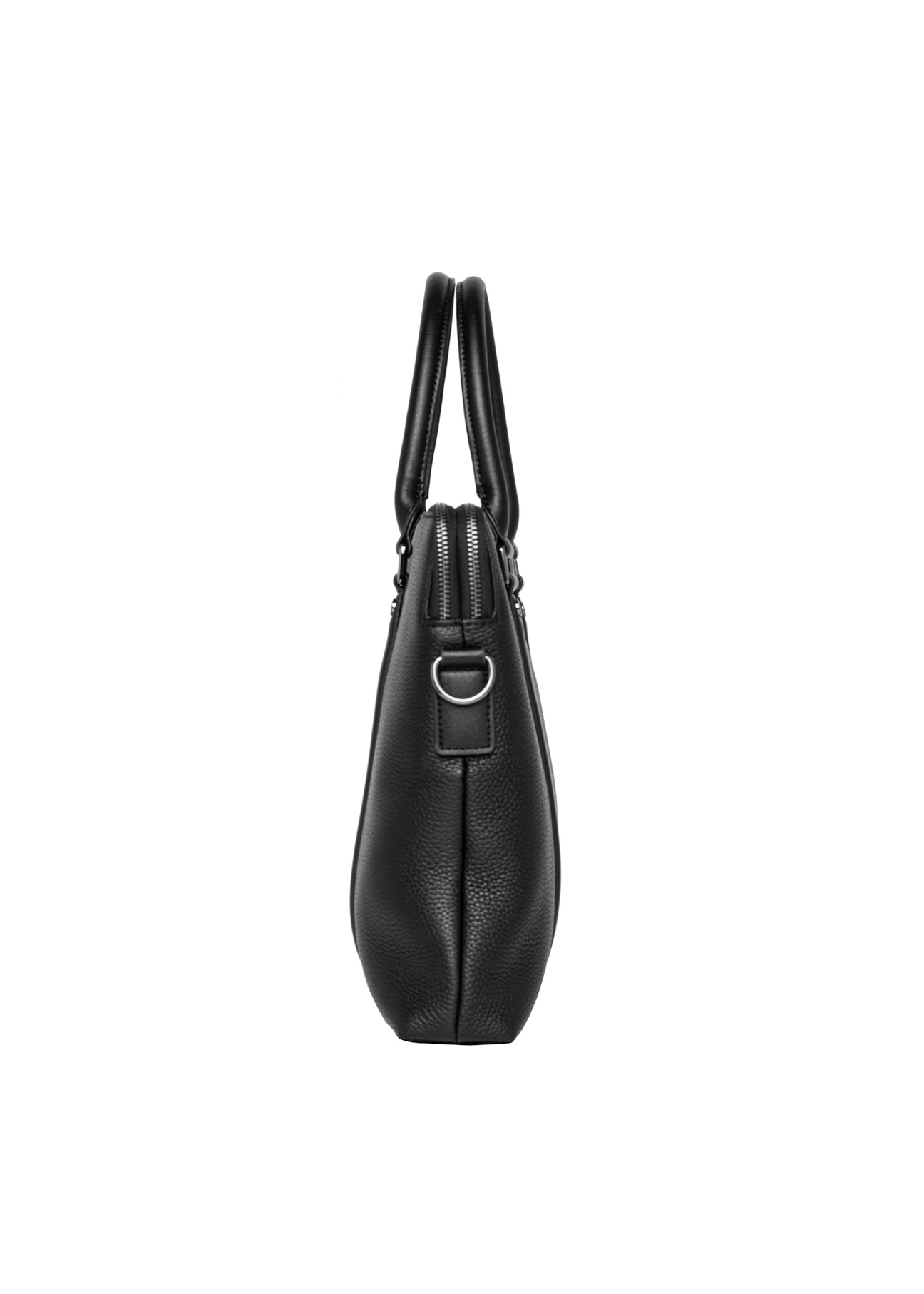 Black leather men's briefcase TORMS-0536-9I(Z26), side product view on white background.