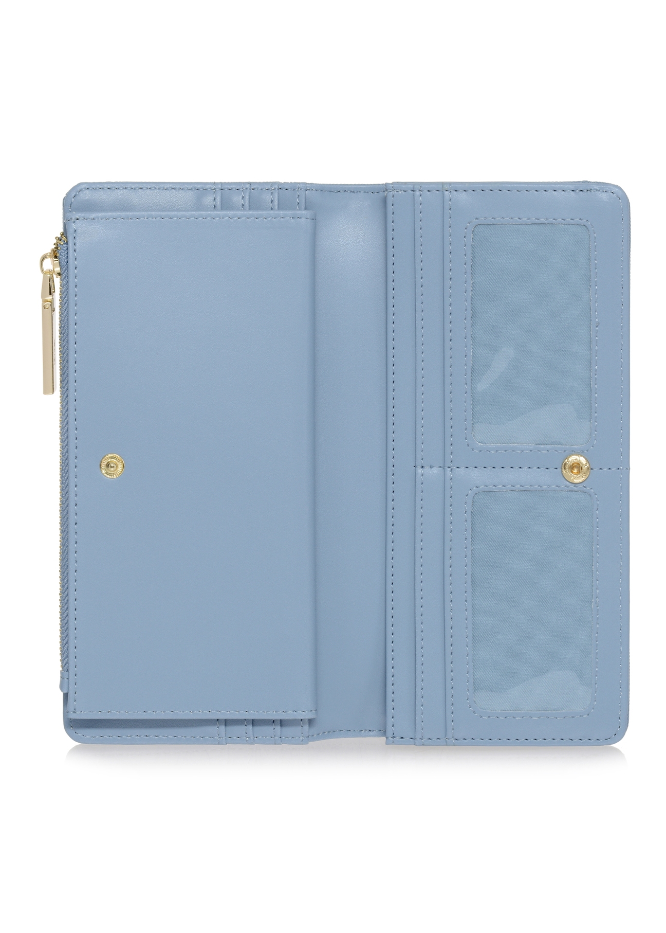 Large blue ladies wallet with embossing POREC-0320-61(W23)-05