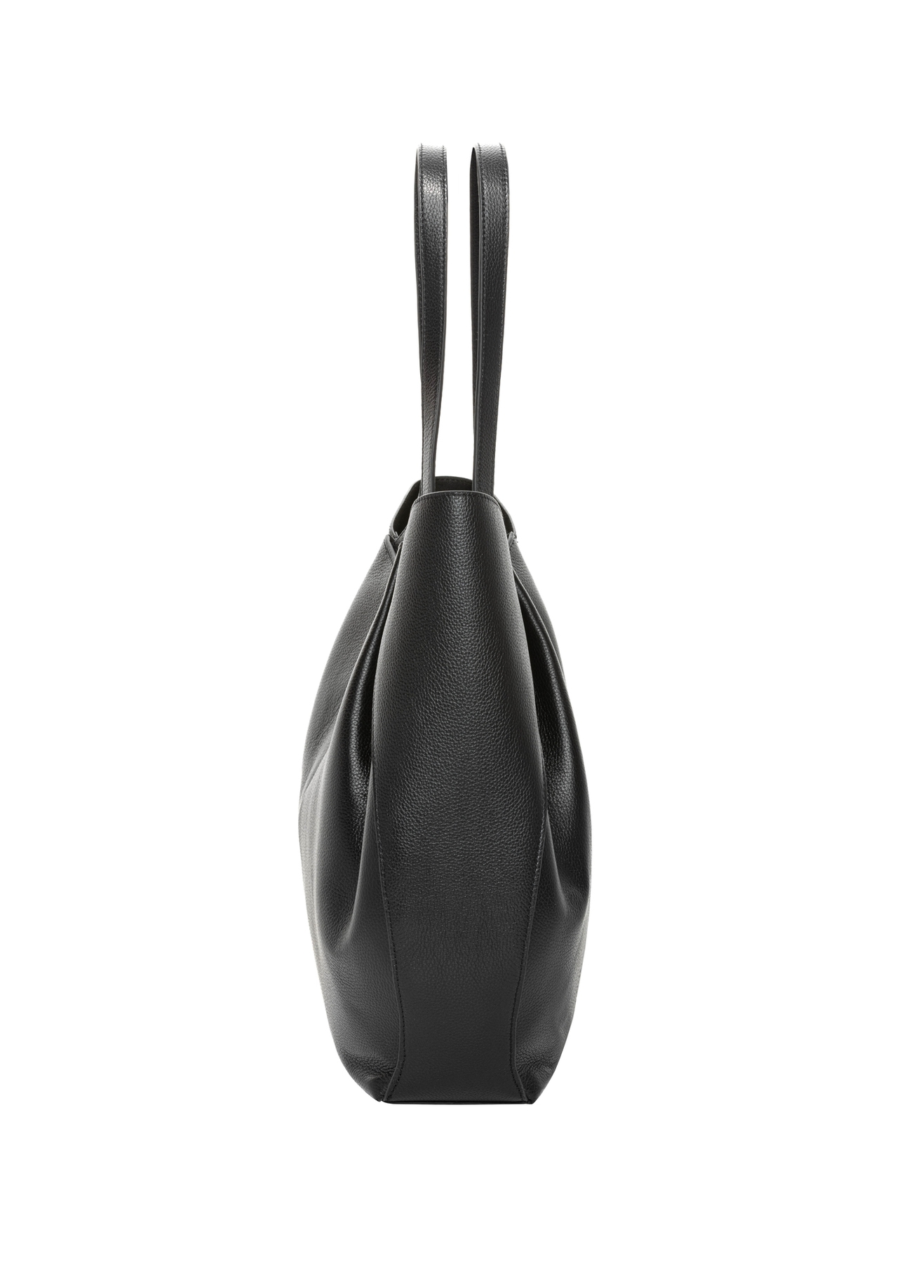 Women's leather black shopper bag TORES-1358-99(Z26), side view of the product on a white background.
