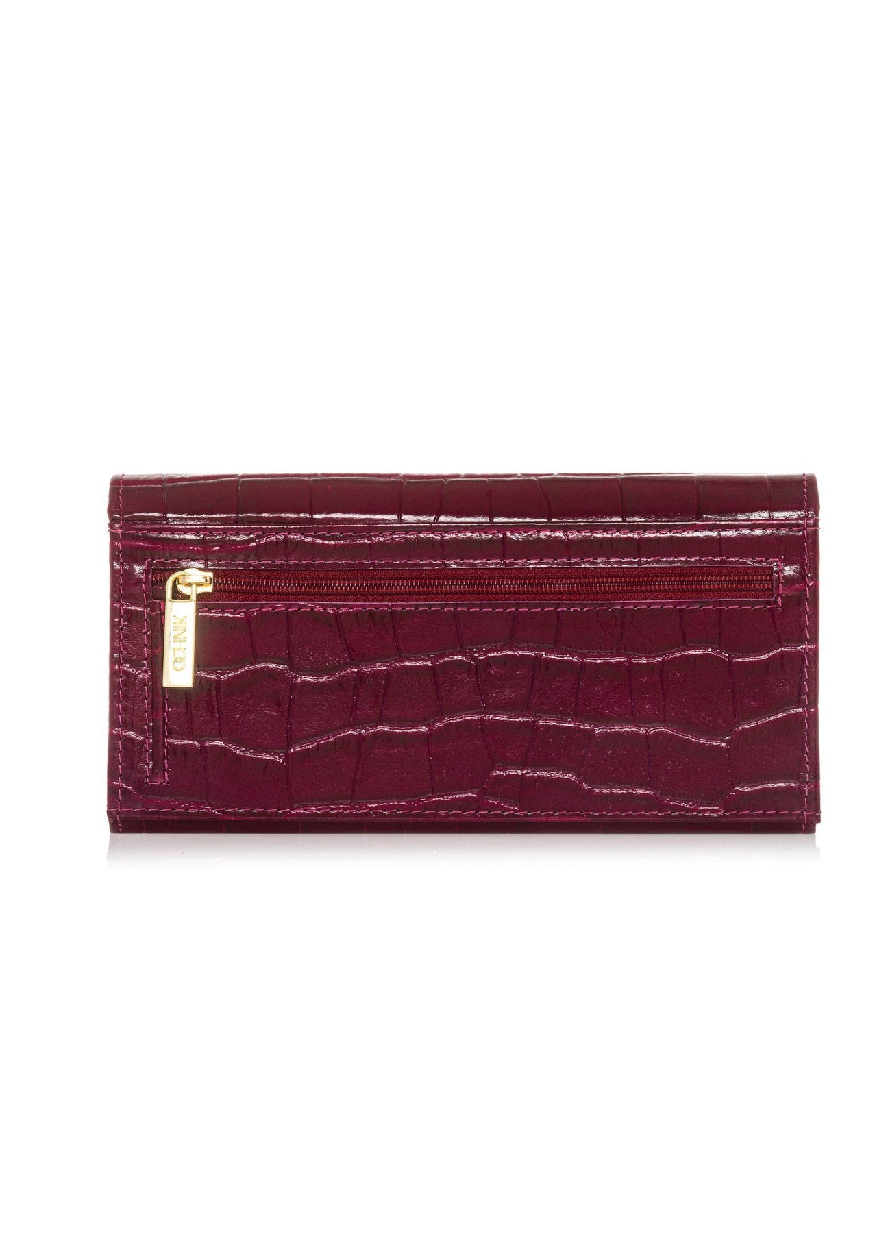 Women's leather pink wallet PORES-0889B-5B(Z26), back view of the product on a white background.