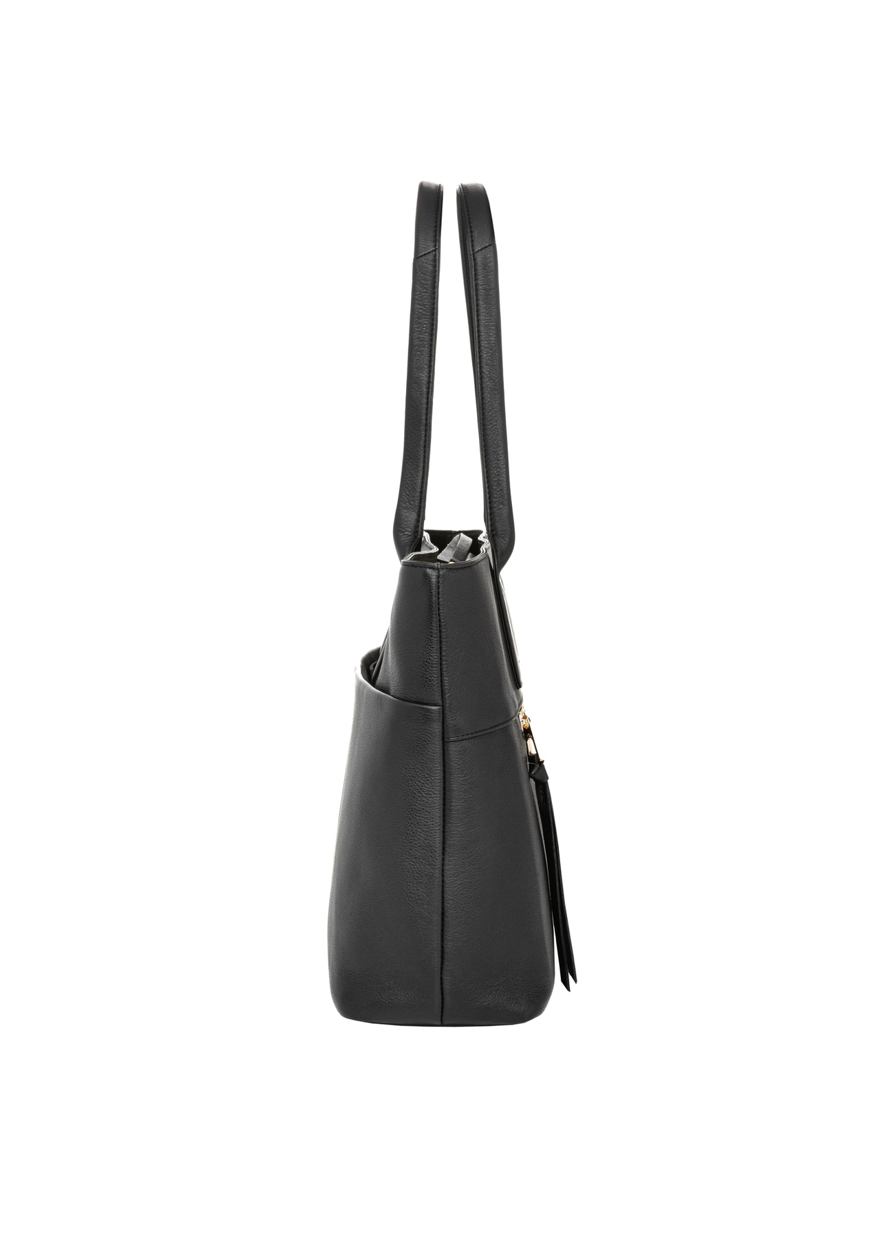 Women's leather handbag with laptop compartment TORES-1314-99(Z26), product view from the side on a white background.