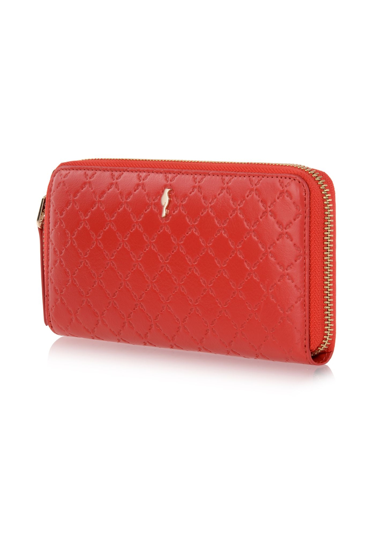 Large red wallet with embossed logo PORES-0841-42(W23)-03