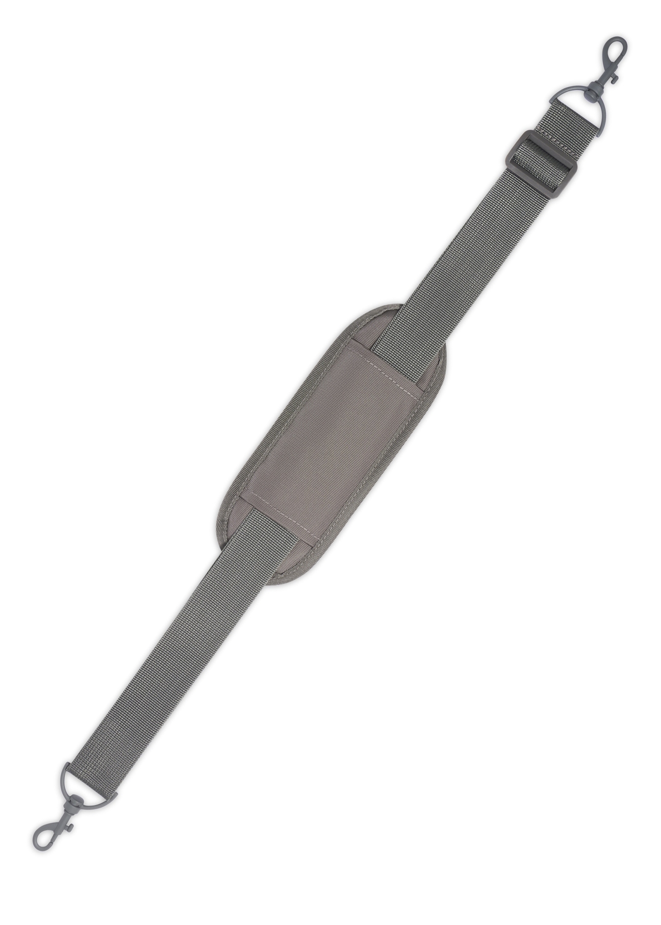 Graphite airplane backpack PLCMN-0017-9D(Z26), view of the detachable product strap on a white background.