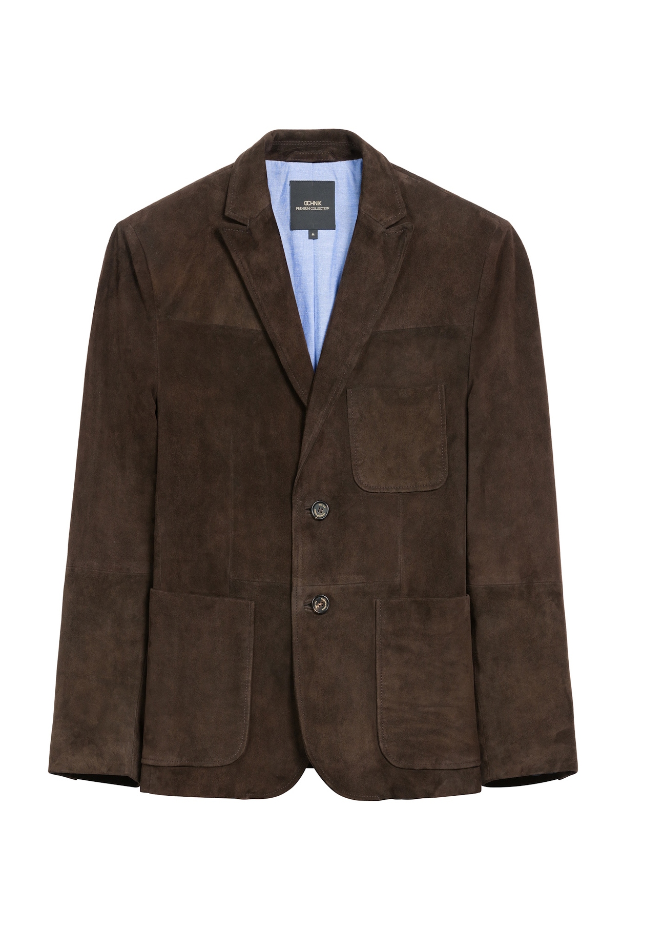 Men's brown suede jacket KURMS-0387-2880(Z25) - front product view on white background.