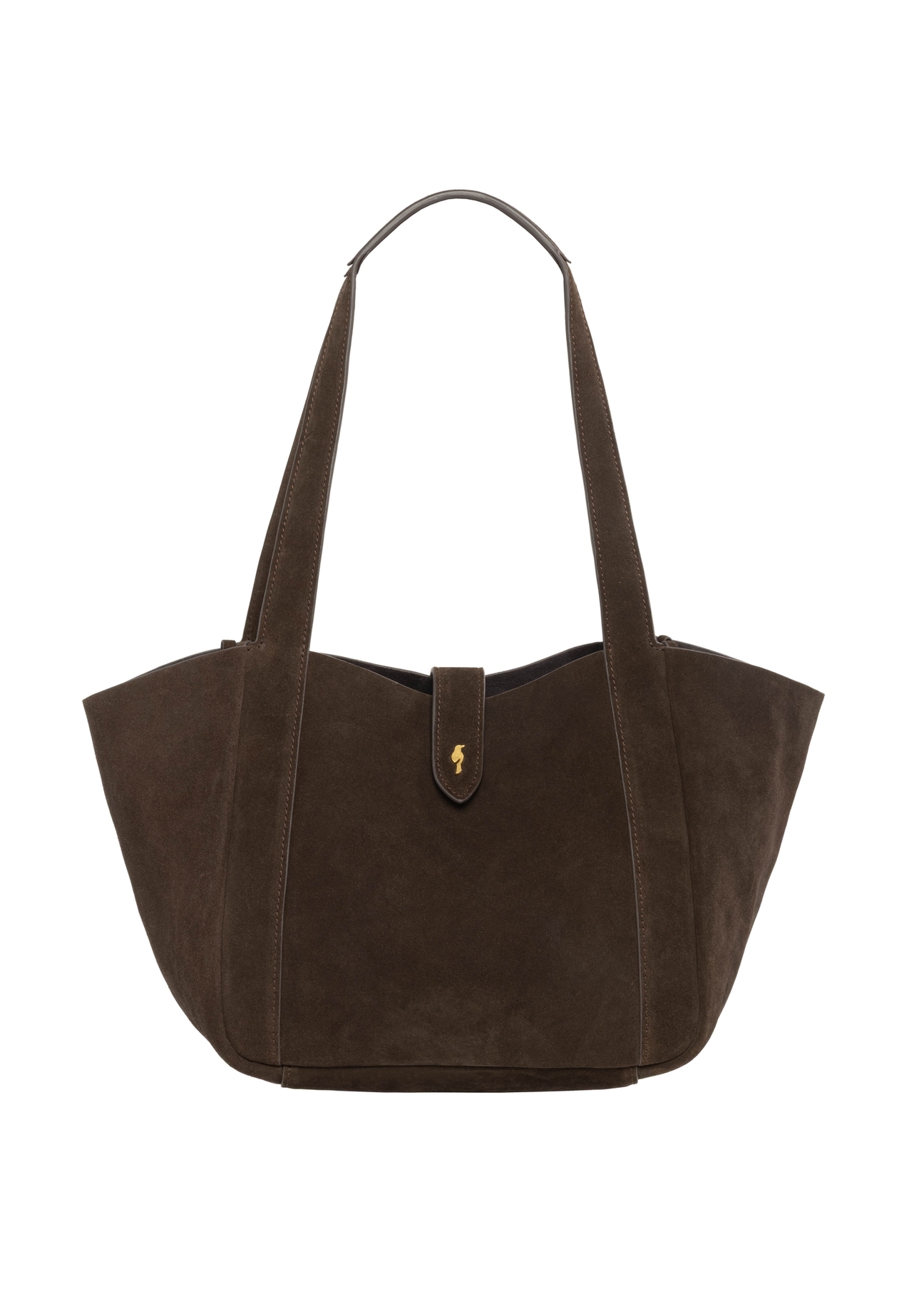 Women's brown suede shopper bag TORES-1422-1I(Z26), front product view on white background.