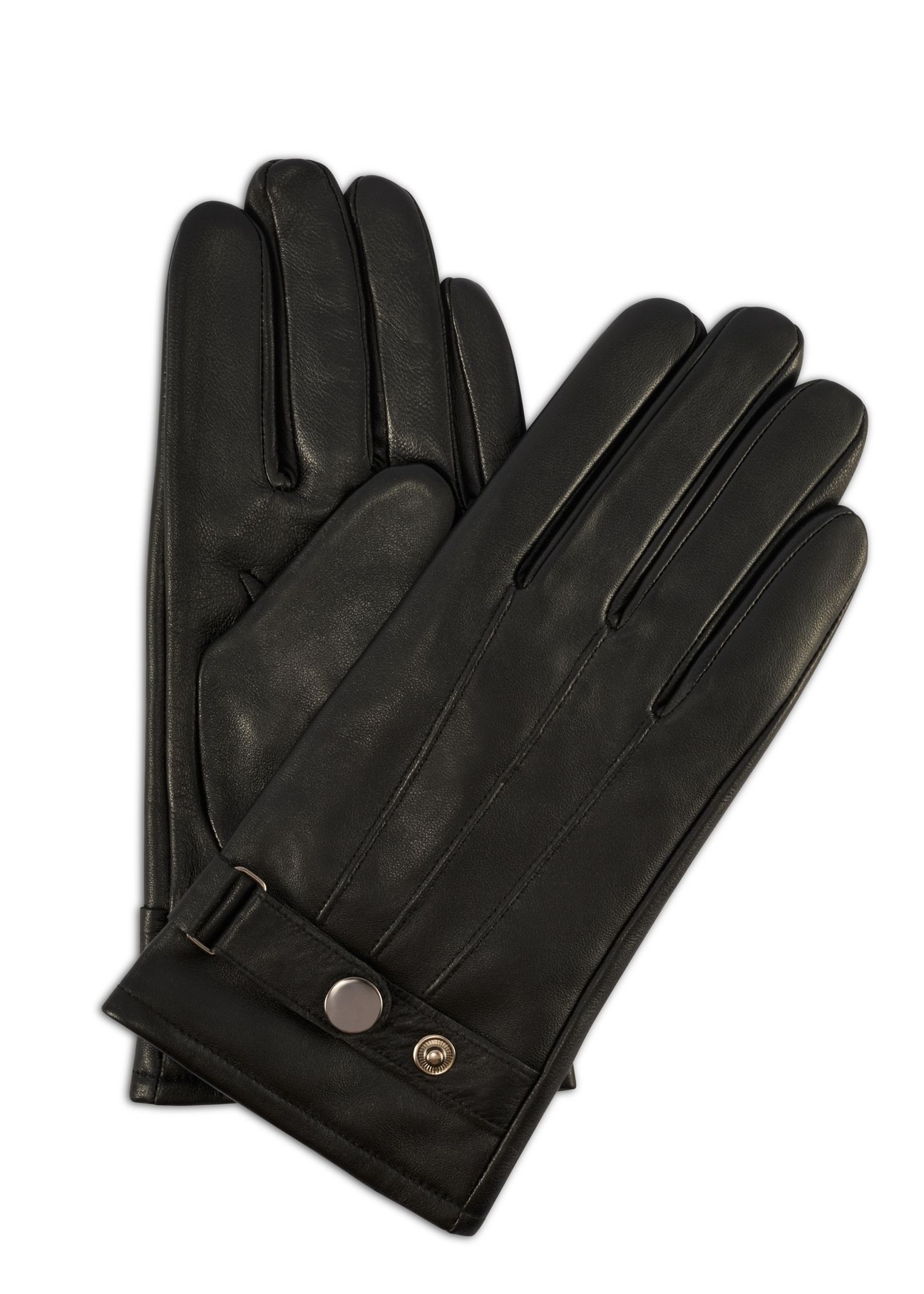 Men's leather adjustable gloves REKMS-0022A-99(Z26), product view from the front and back on a white background.