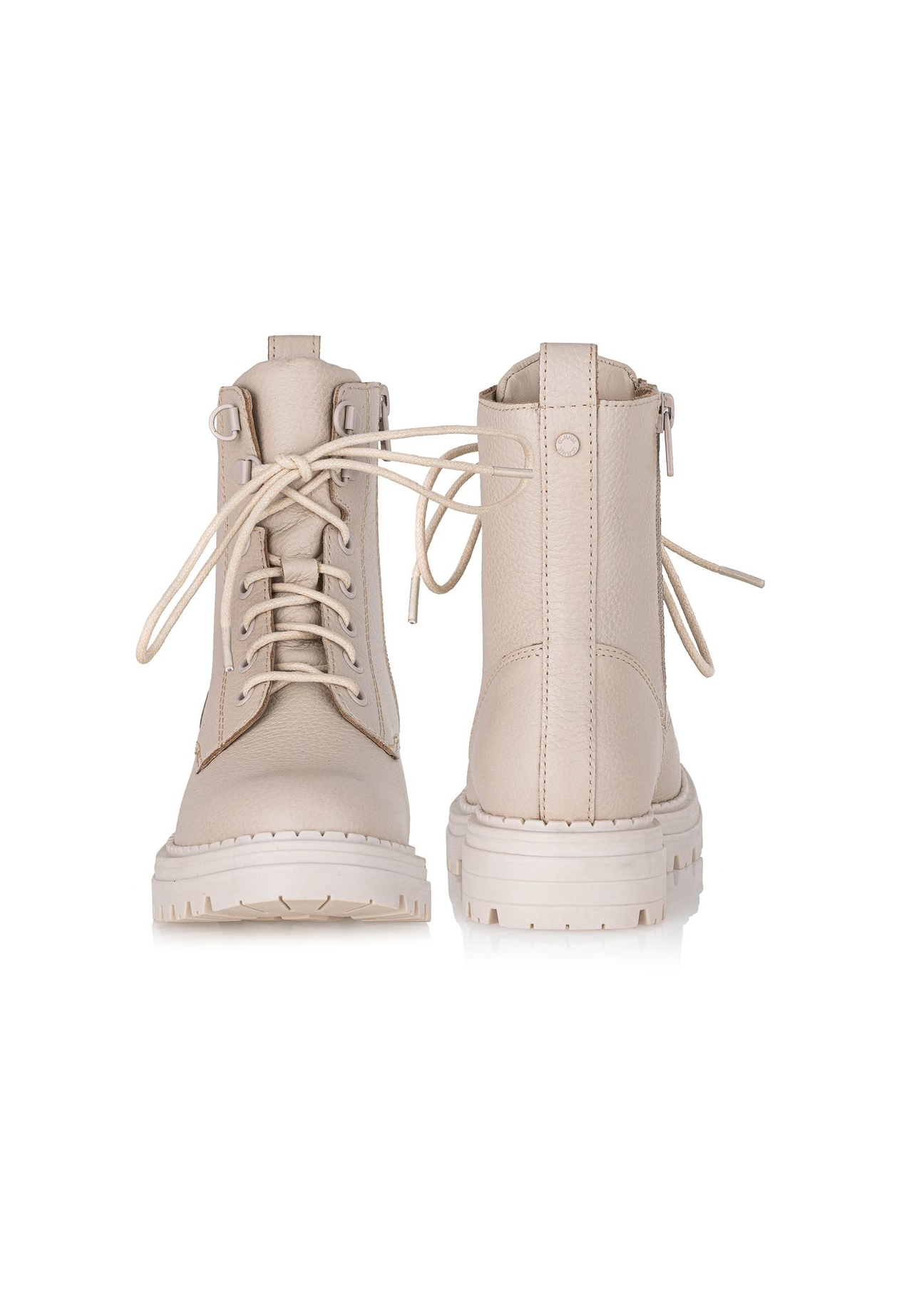 Beige leather women's ankle boots BUTYD-1015A-80(Z24)-04
