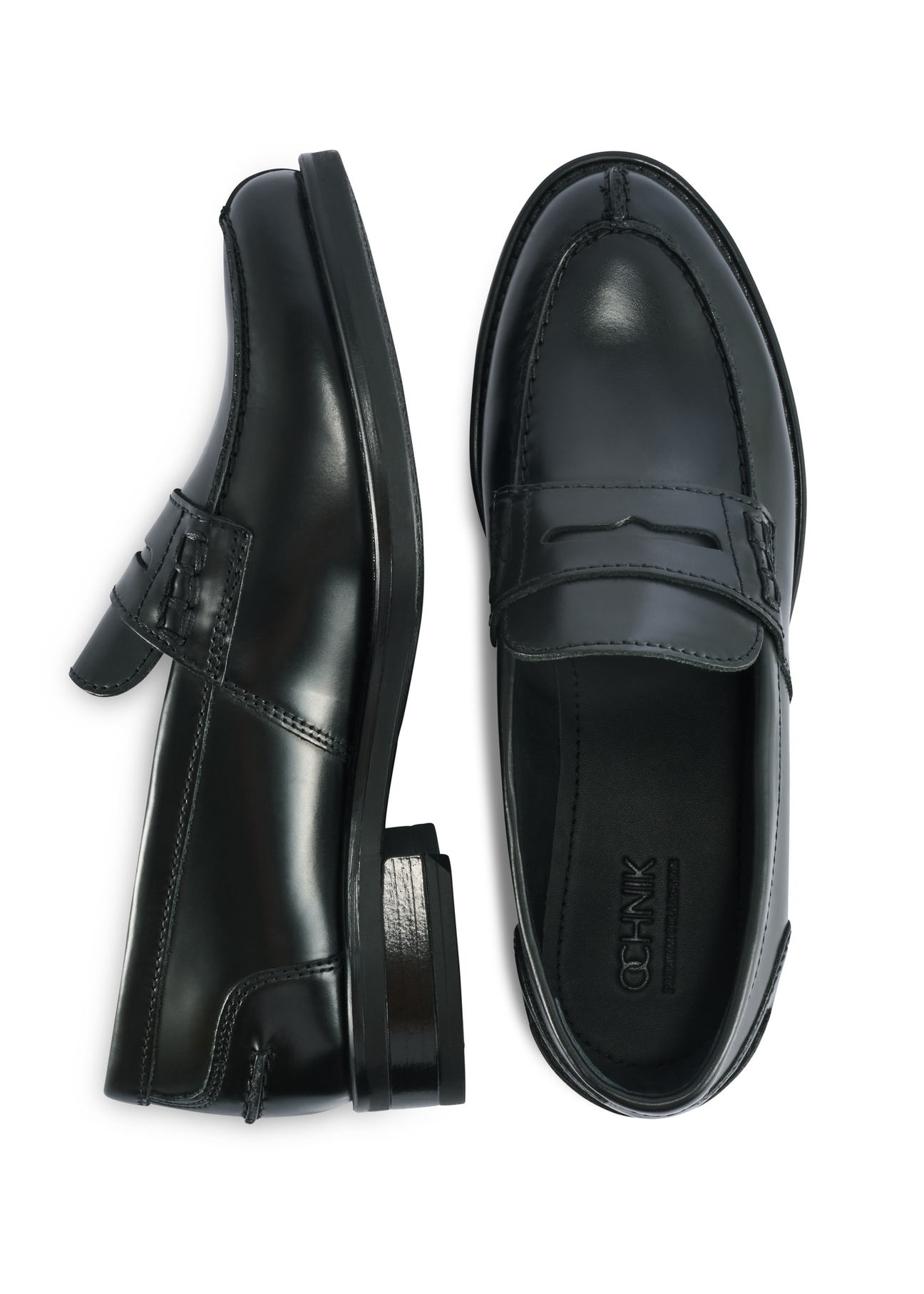 Women's black leather moccasins BUTYD-1097-99(Z25), product view from the top and side on a white background.