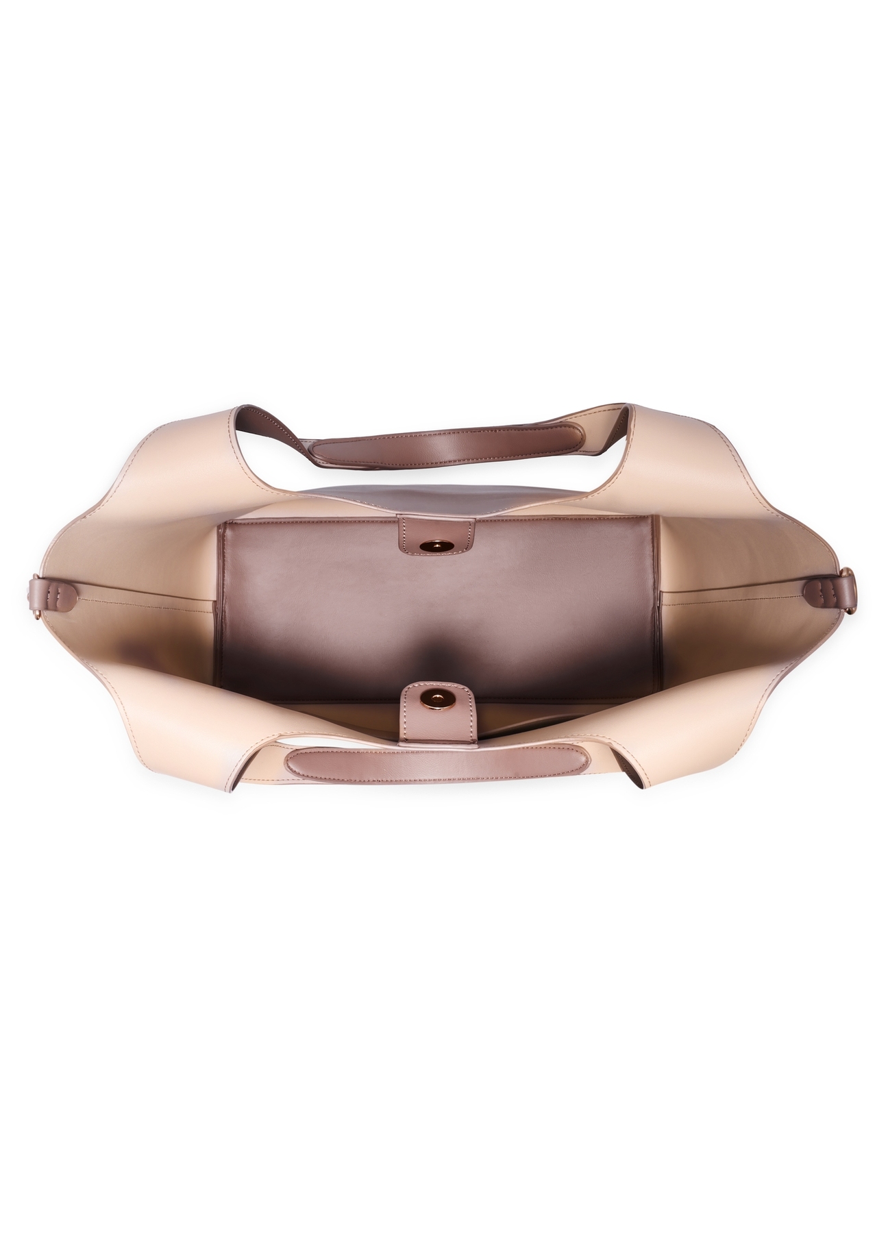 Brown women's shopper bag TOREC-1259-1H(Z26), product view from above on a white background.