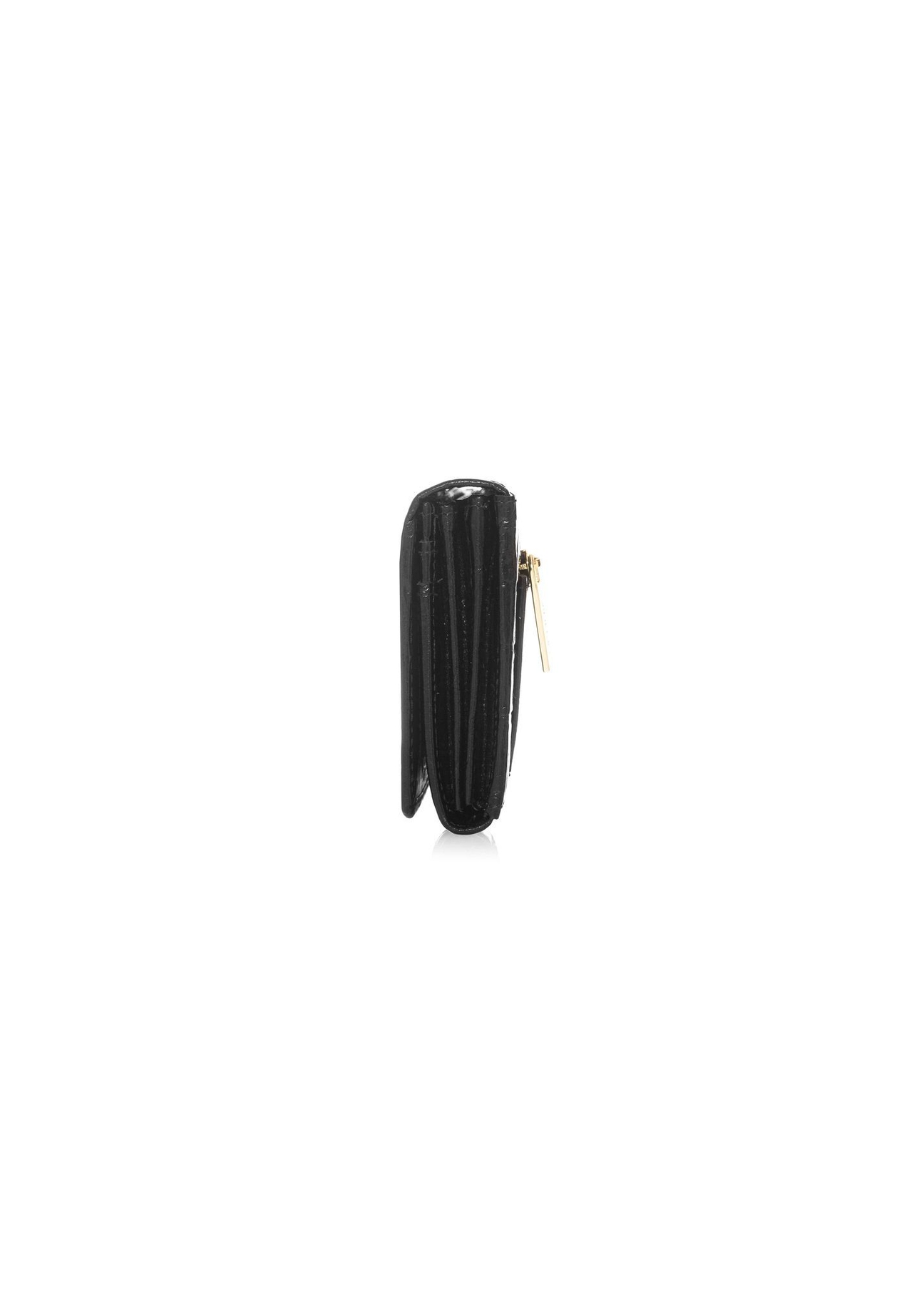 Black croco women's leather wallet PORES-0889B-99(Z25), side product view on white background.