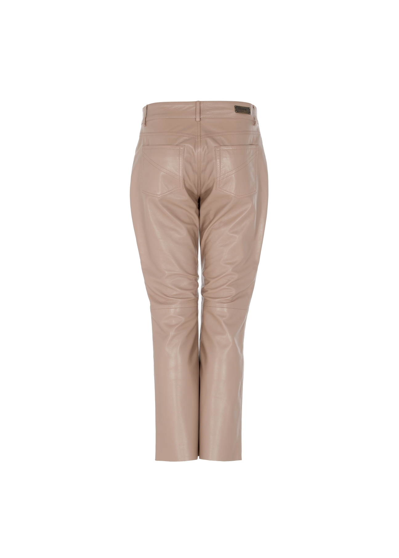 Women's beige leather pants SPODS-0026-1187(W22)-05