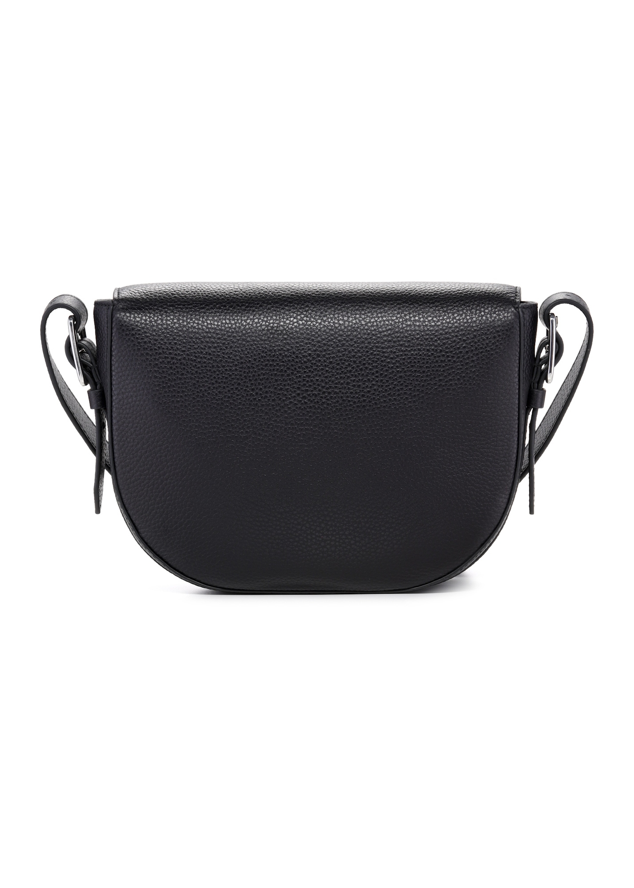 Black leather women's shoulder bag TORES-1218-9I(W26), product view from the back on a white background.