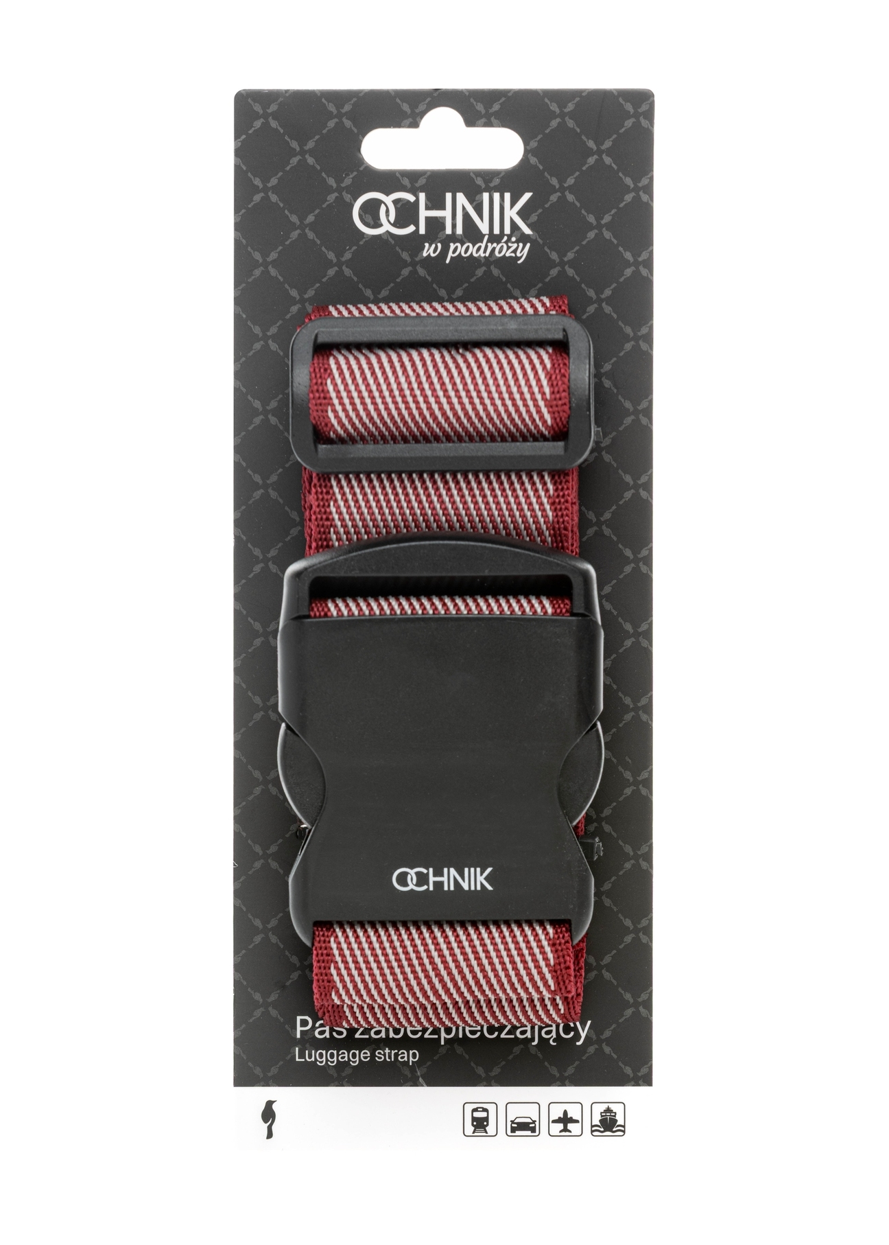 Luggage belt AW-011-003-4P(W26), front view of the product in the packaging on a white background.