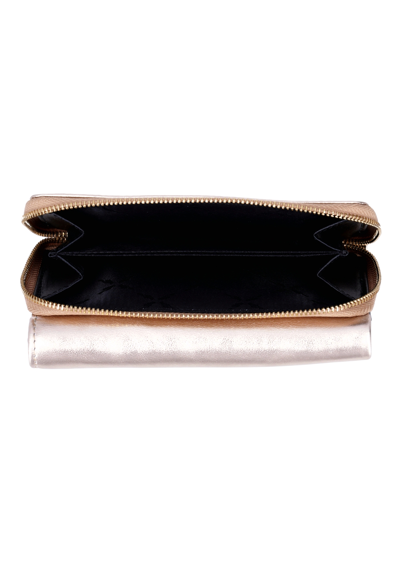 Gold leather women's wallet PORES-1027-2X(Z26), interior view on a white background.