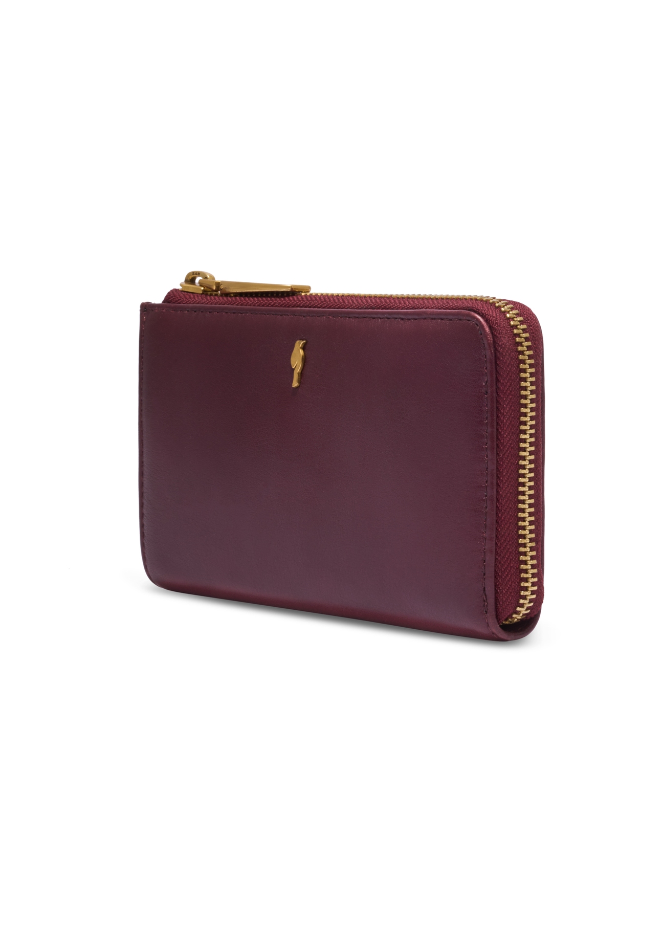 Burgundy women's leather wallet PORES-0997-4D(Z26), product view with diagonal on light background.