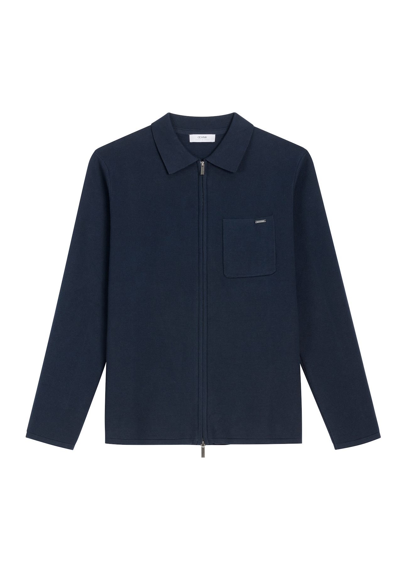 Dark navy blue cotton men's zipper sweater SWEMT-0192-7E(Z26) - front product view, on a white background.