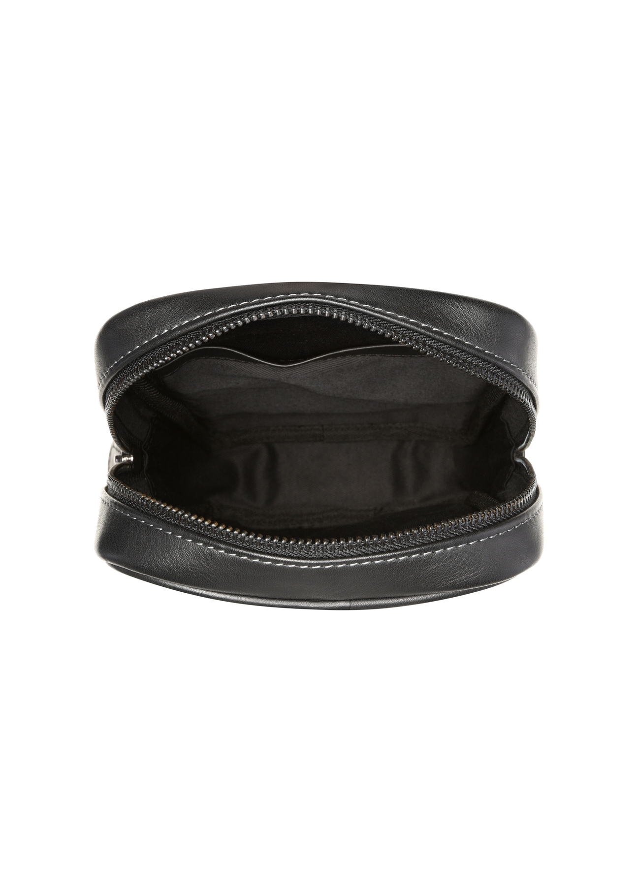 Black leather men's shoulder bag TORMS-0527-99(Z26) - product view from above, on white background.