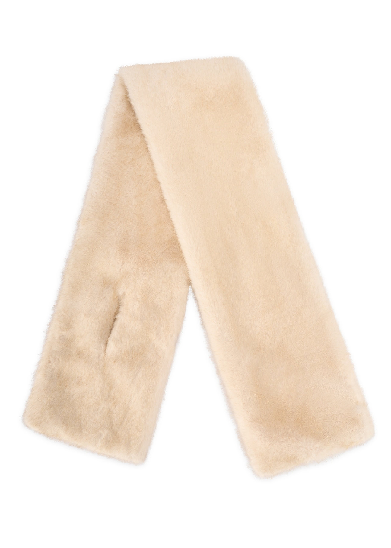 Beige women's winter scarf SZADF-0035-81(Z25) - front product view, on white background.