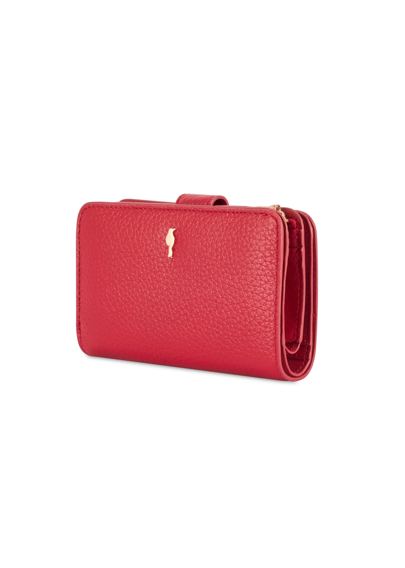 Medium red leather women's wallet PORES-0896G-42(Z25), diagonal product view on white background.