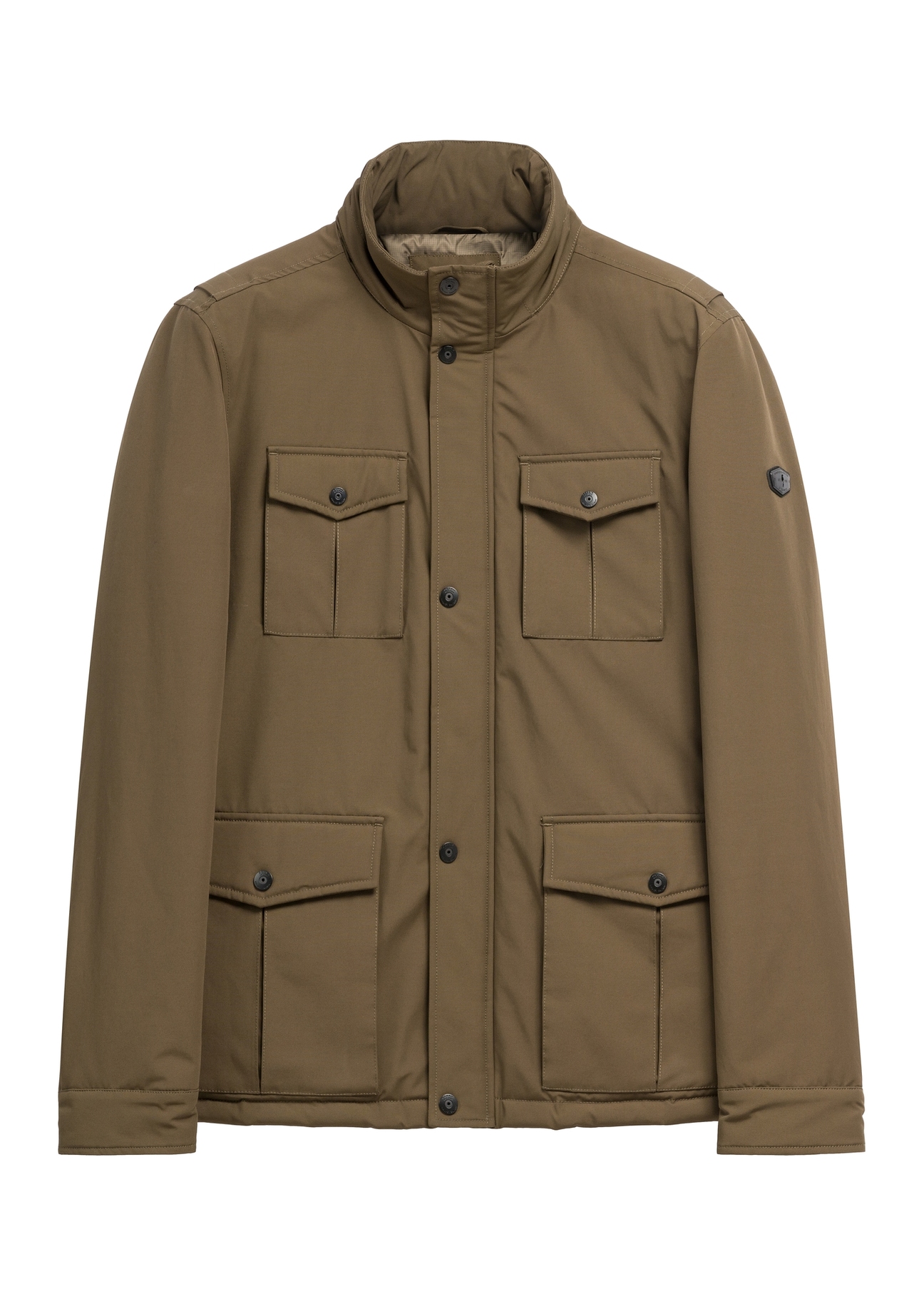 Men's transitional jacket in khaki color KURMT-0437-8D(Z26) - front product view, on a white background.