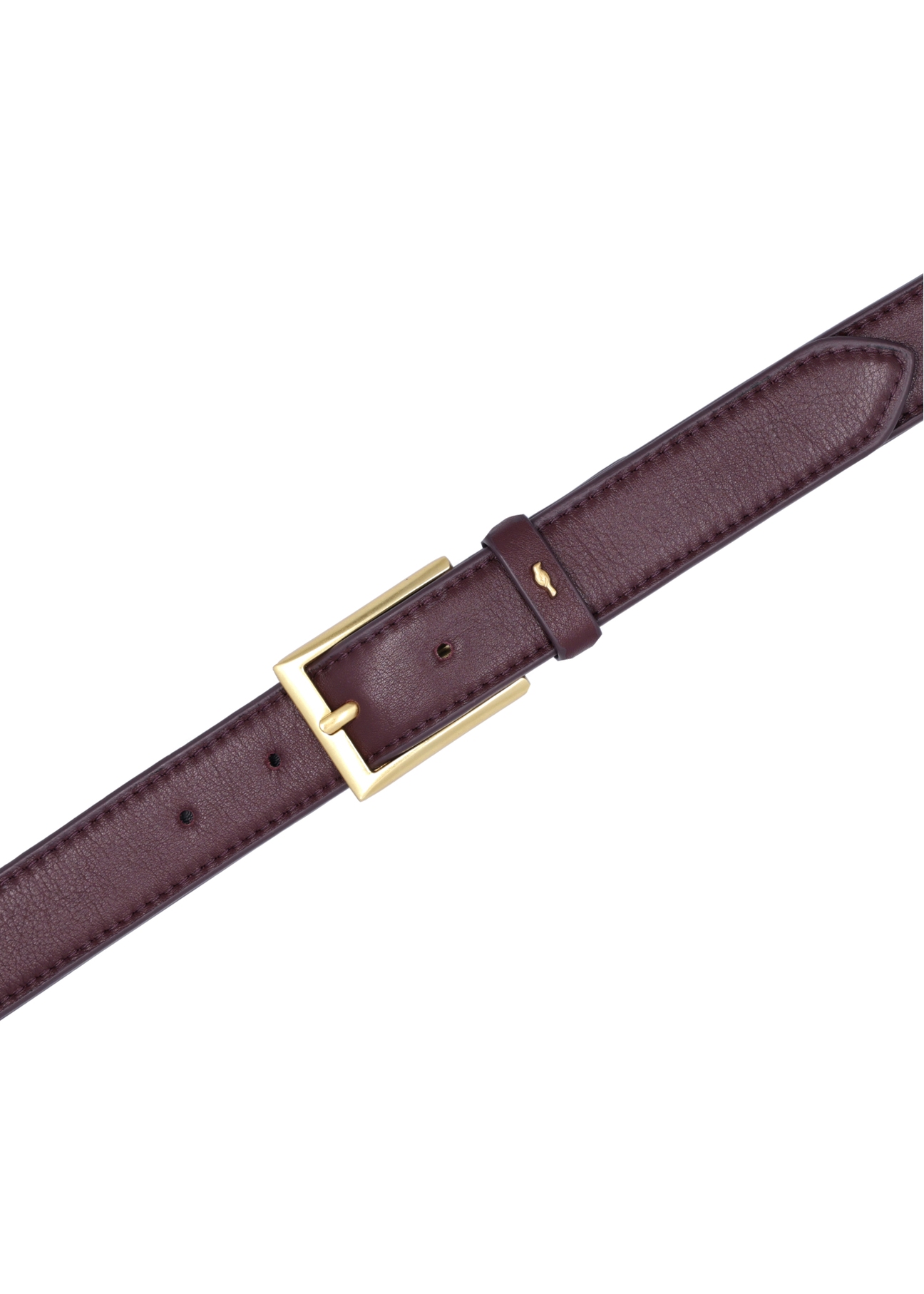 Burgundy women's leather belt PASDS-0346-4D(Z26), top view of the product on a white background.