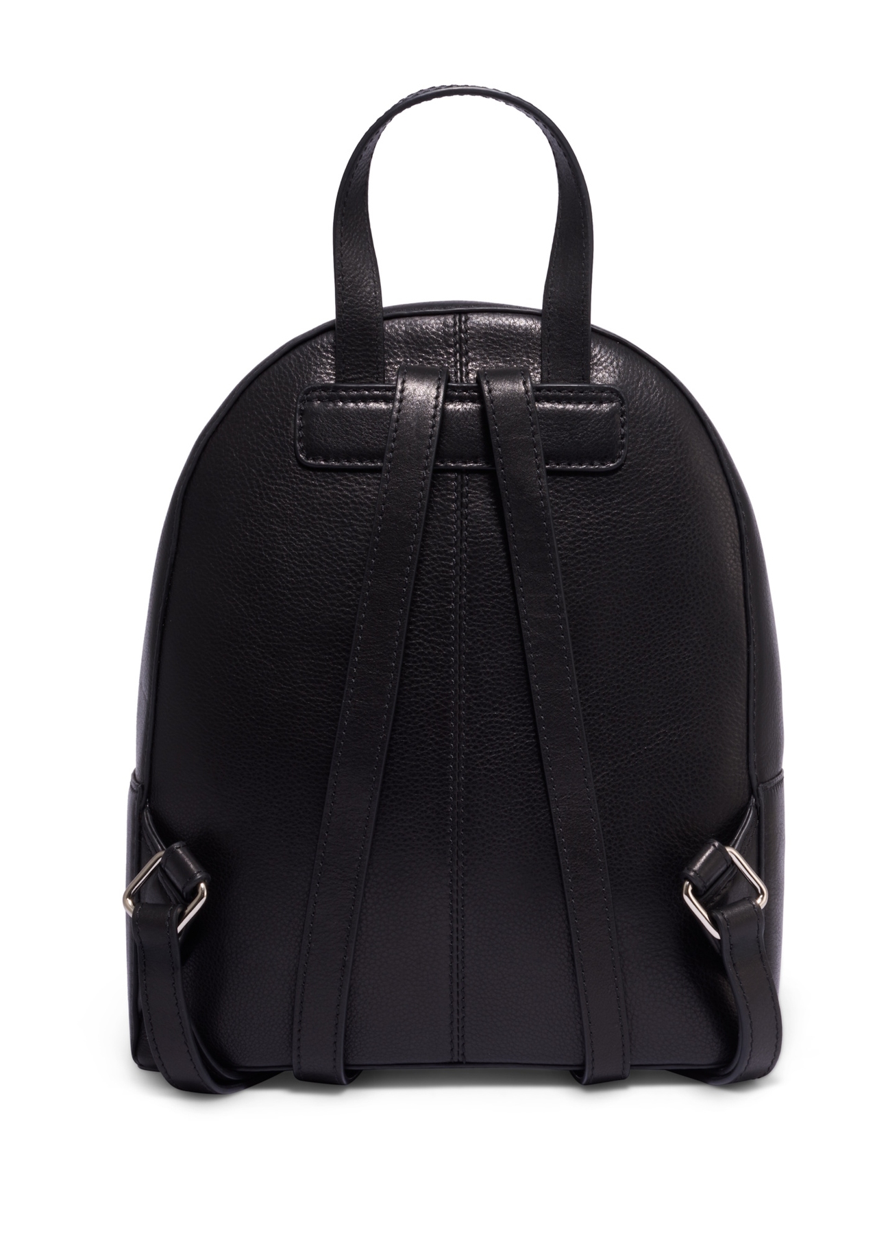 Black leather women's backpack TORES-1378-99(Z26), product view from the back on a white background.