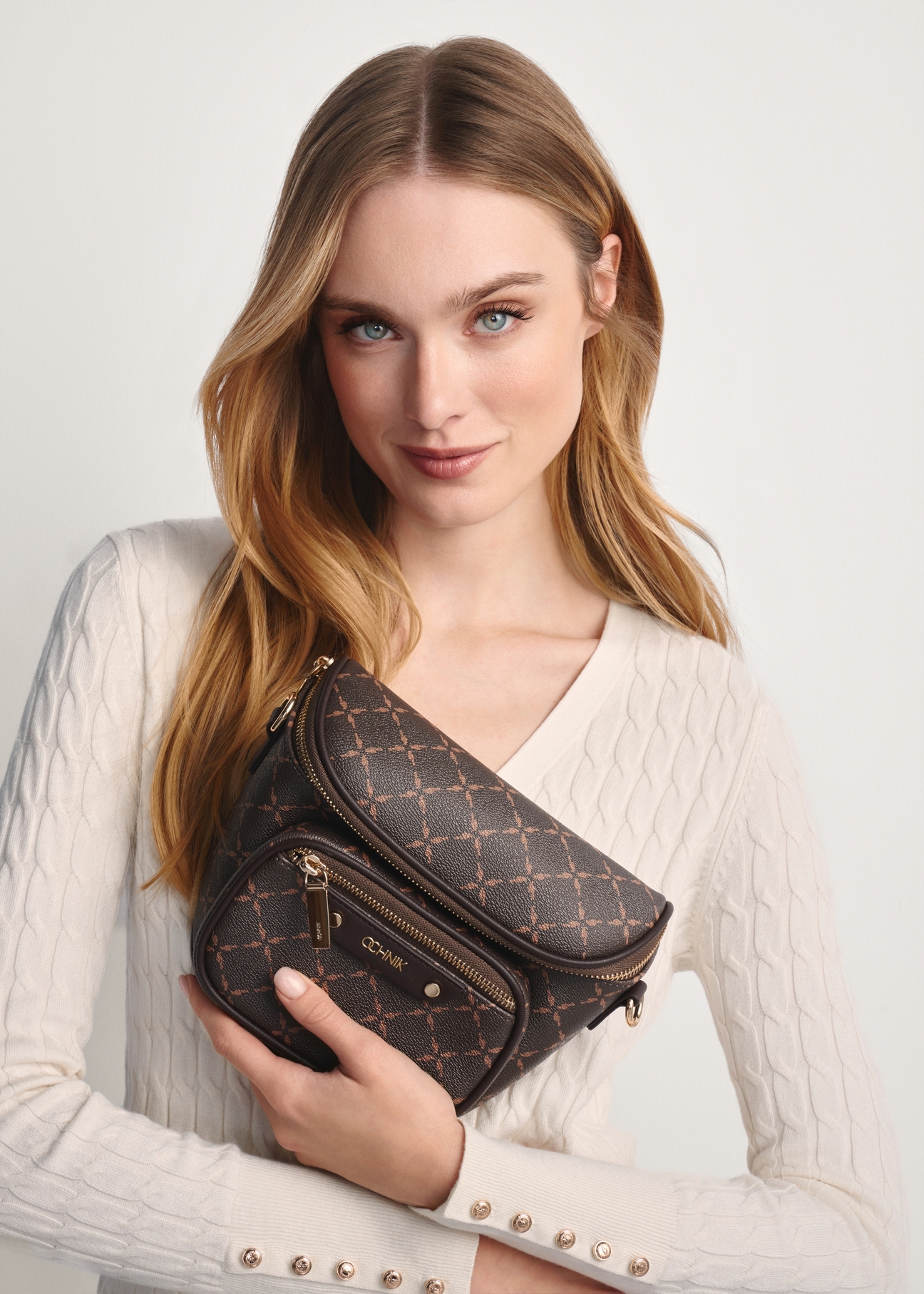 Brown monogrammed waist bag TOREC-1077-89(Z25)