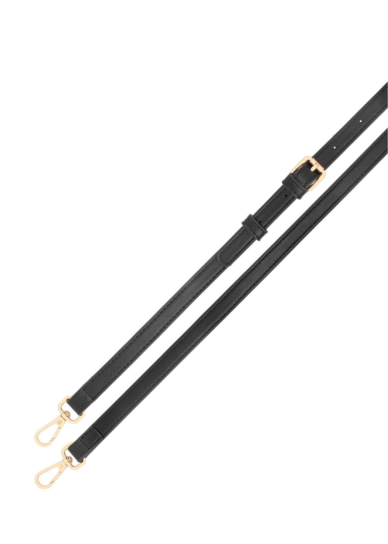 Black women's faux leather handbag TOREC-1387-99(Z26), view of the product strap against a white background.