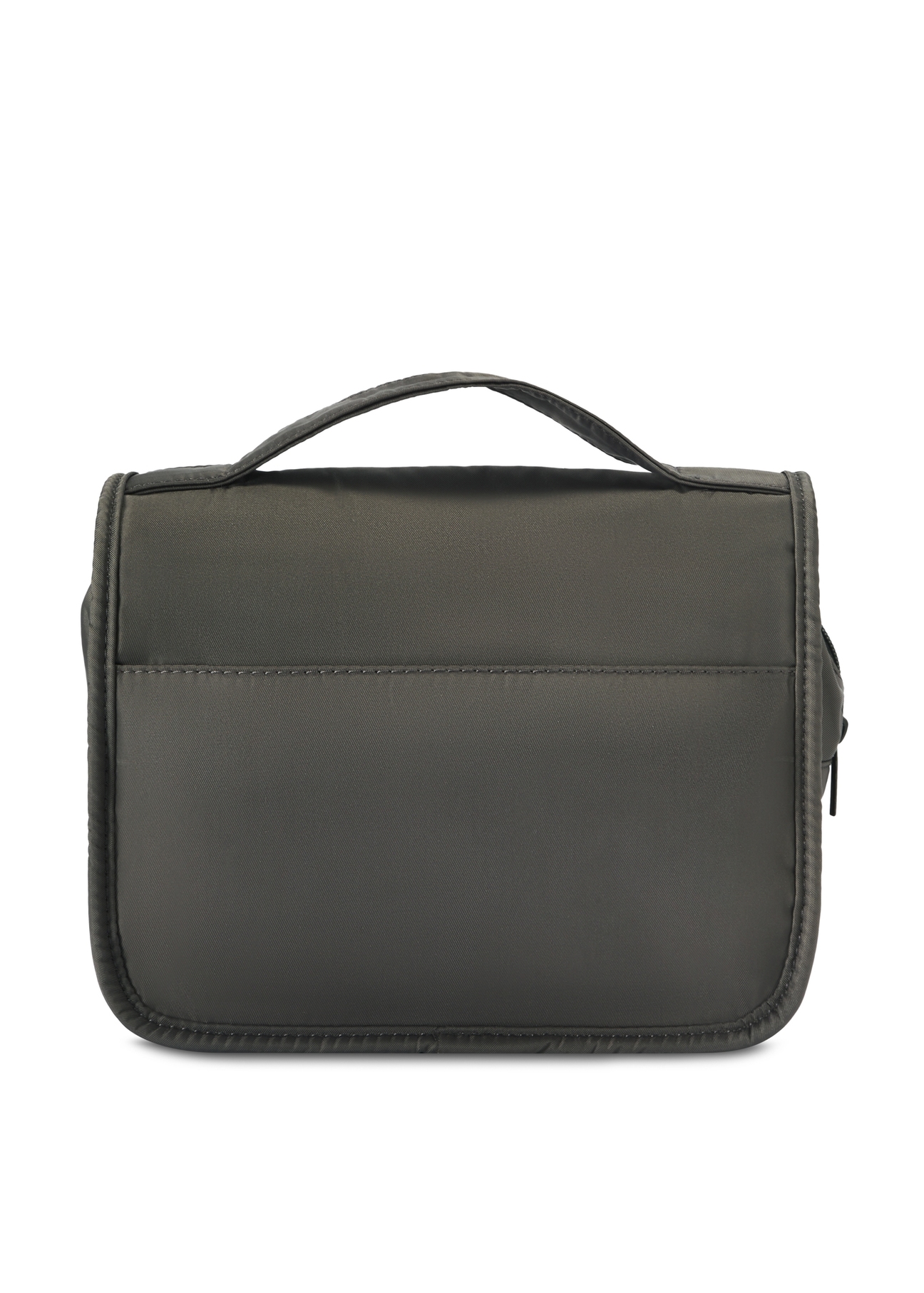 Men's cosmetic bag in dark gray color TORMN-0370-95(Z25), product view from the back on a white background.