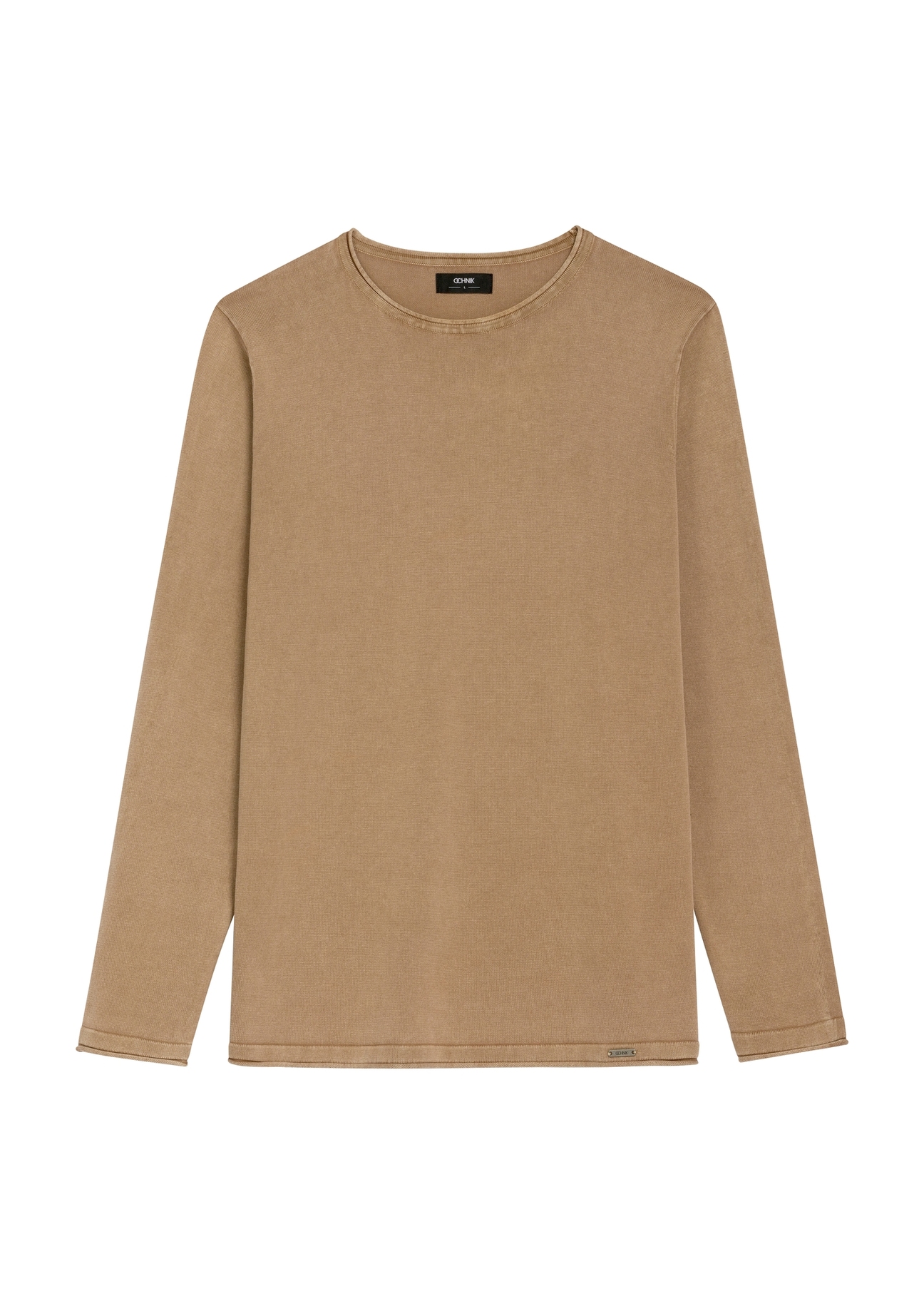 Men's beige cotton sweater SWEMT-0100-1K(W26), front product view on white background.