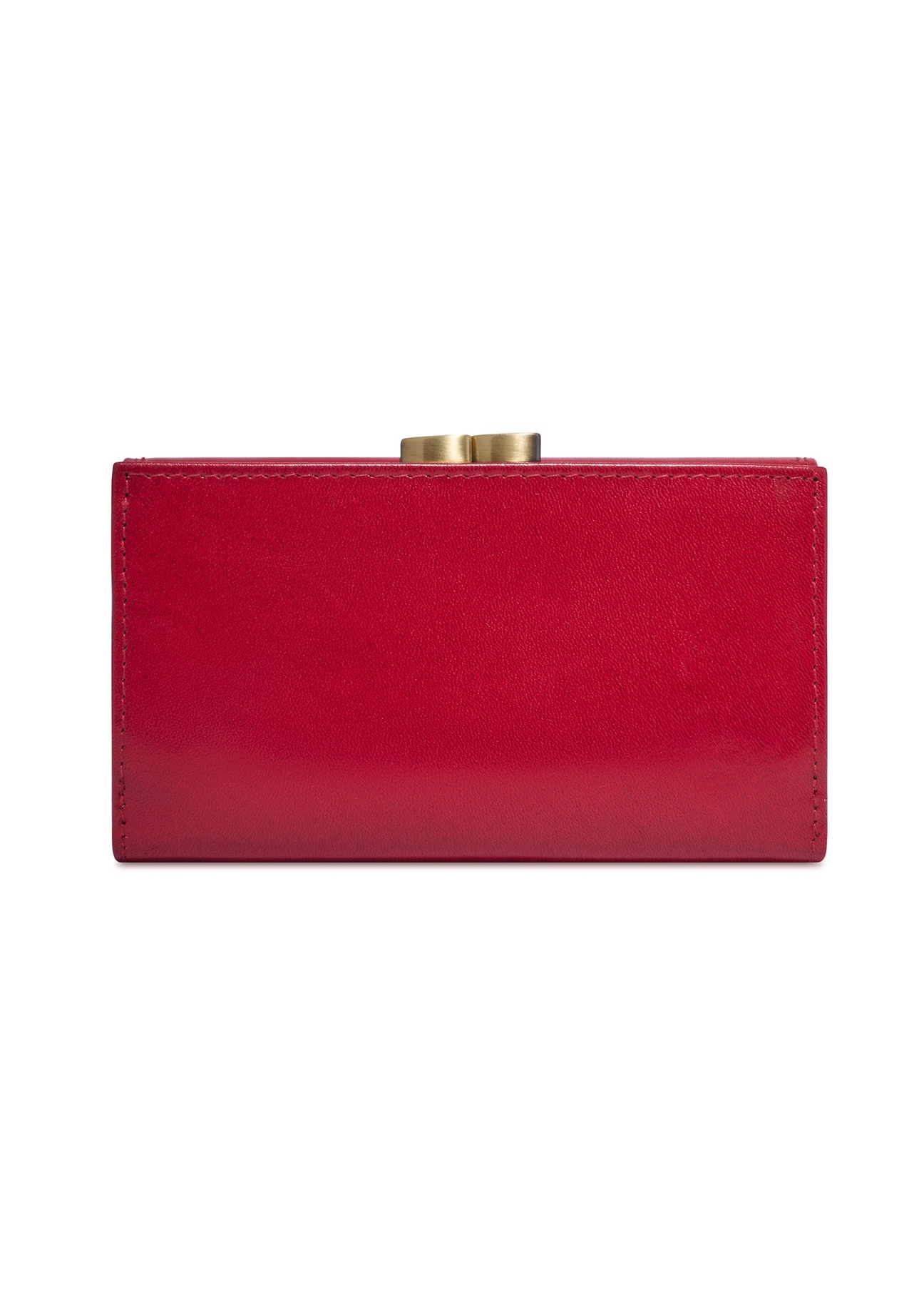 Red leather women's wallet PL-128-4B(KS), product view from the back on a white background.