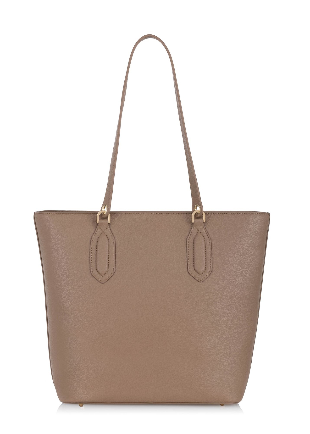 Brown padded faux leather shopper bag TOREC-0905-89(W24)-04