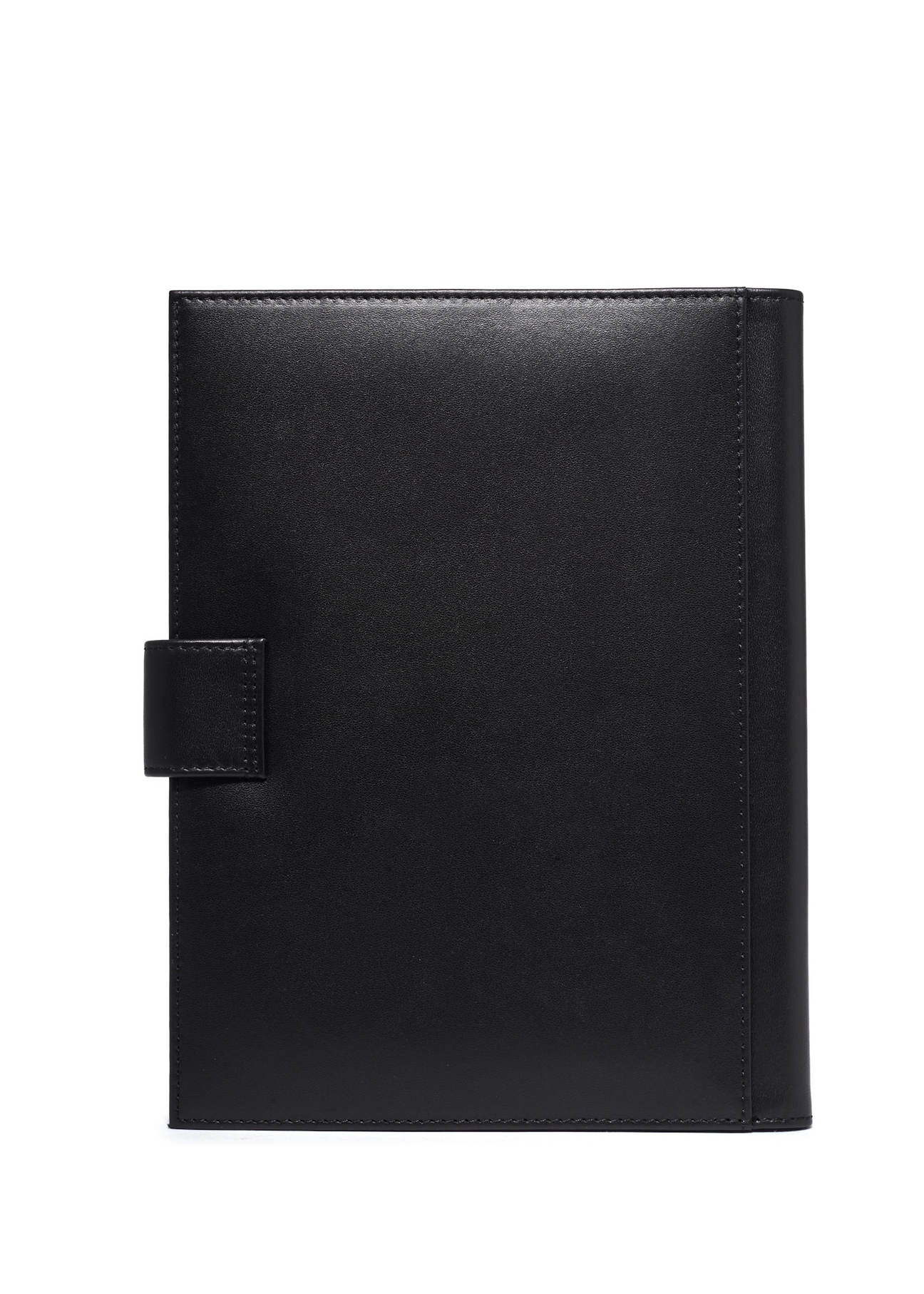 Black leather notebook case PORMS-0718-99(Z26), product view from the back on a light background.
