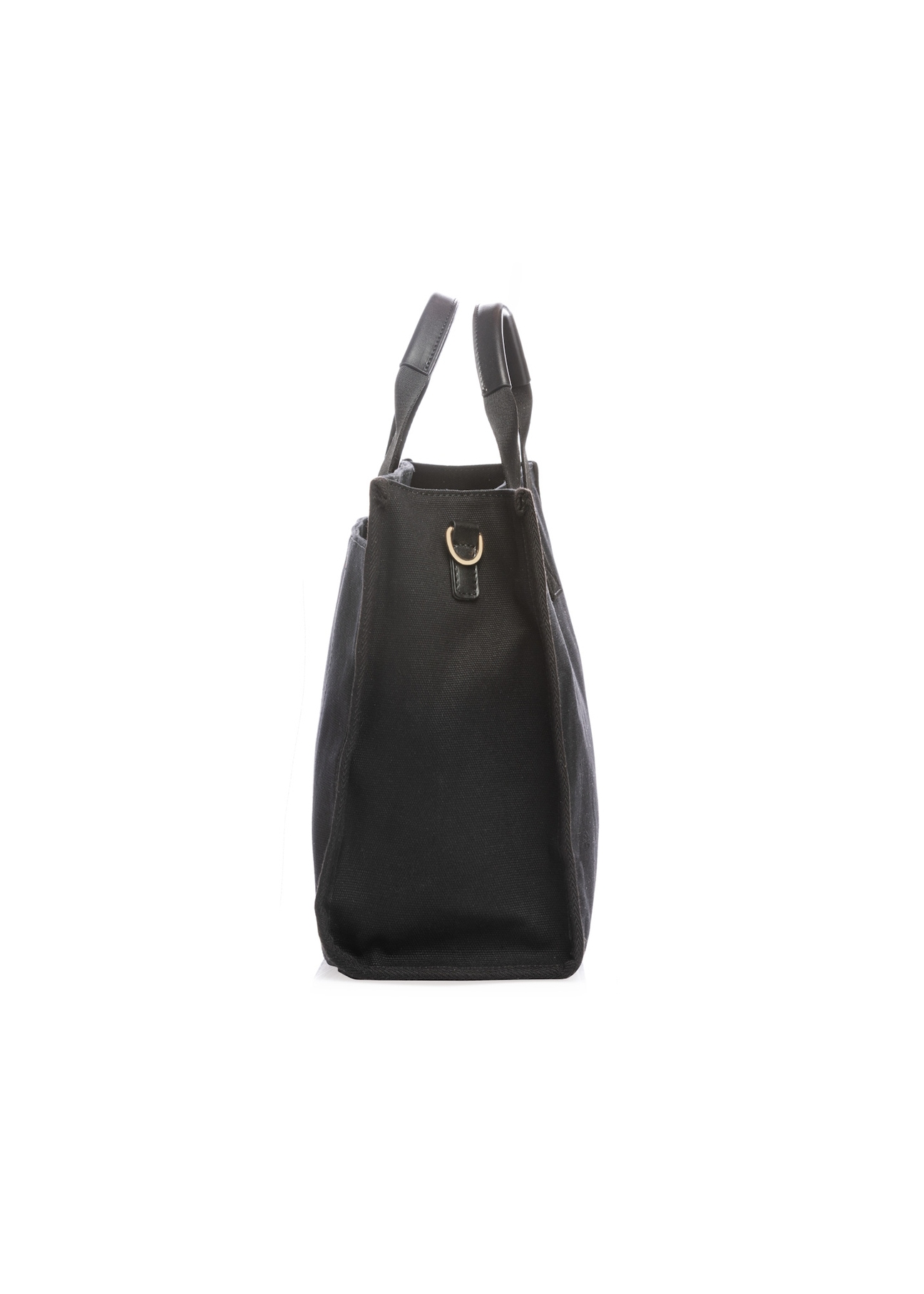 Black cotton women's handbag TOREN-0332-99(W26), side view of the product on a white background.