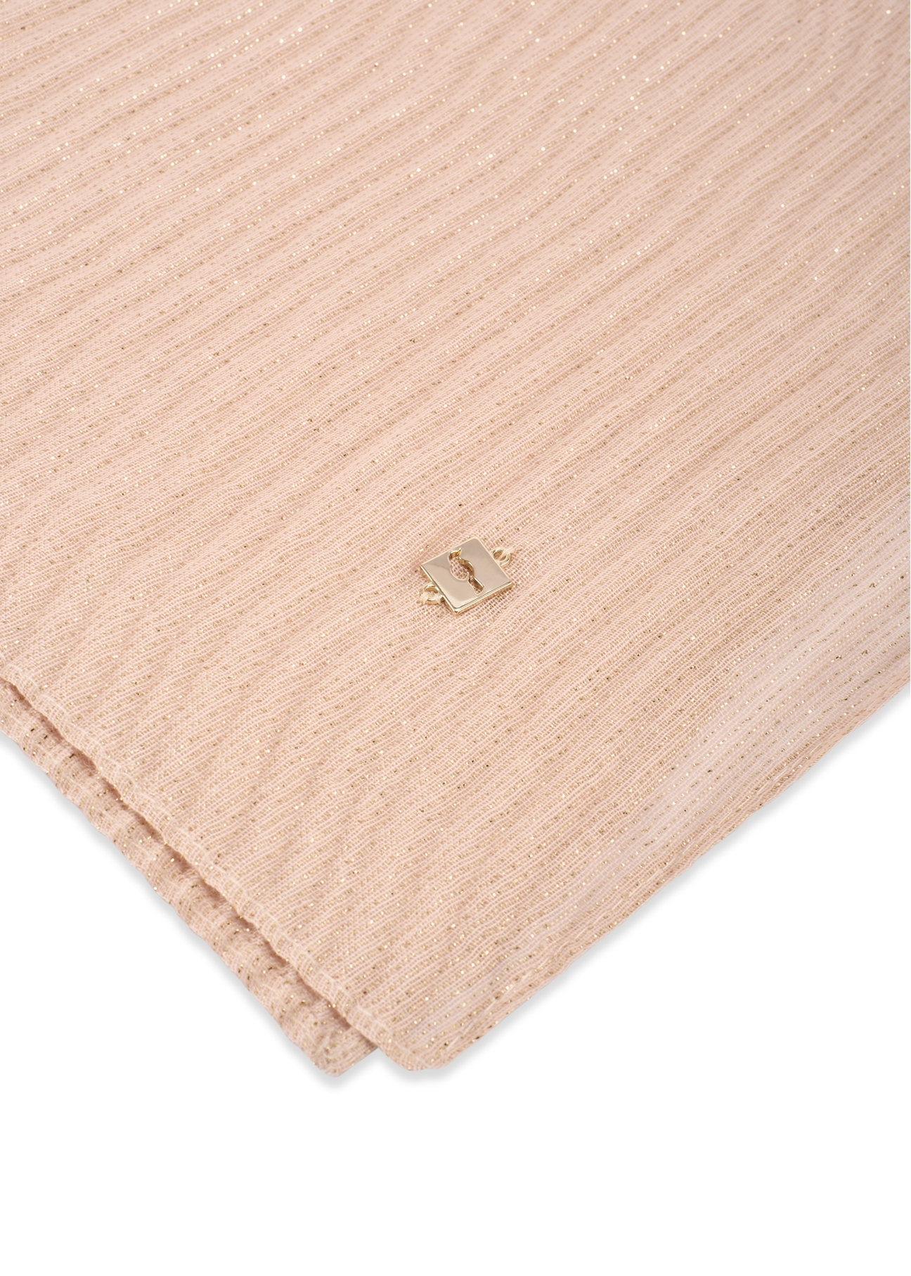 Beige light women's scarf SZADT-0217-1B(W26), close-up of the product detail on a white background.
