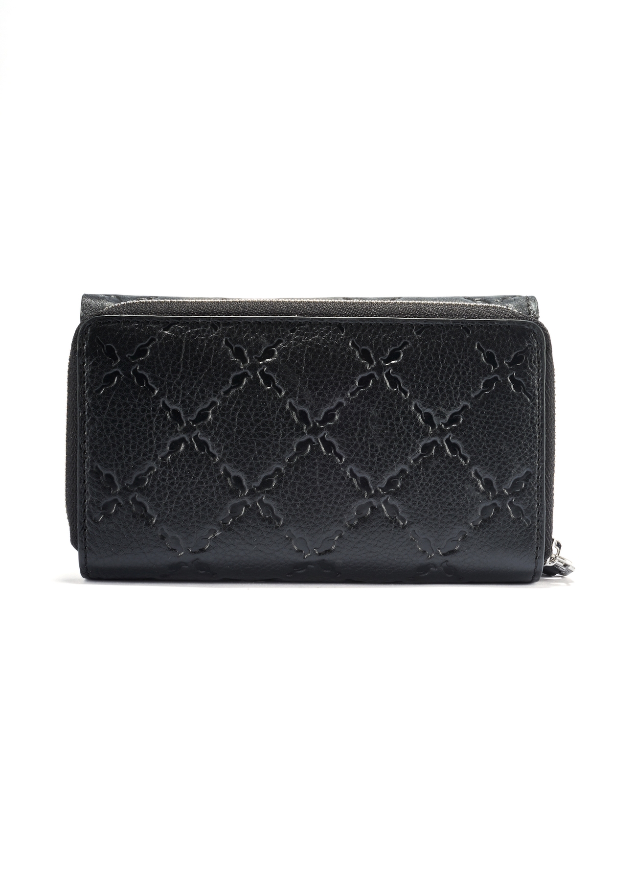 Black leather women's wallet with monogram PORES-0882A-99(W25)