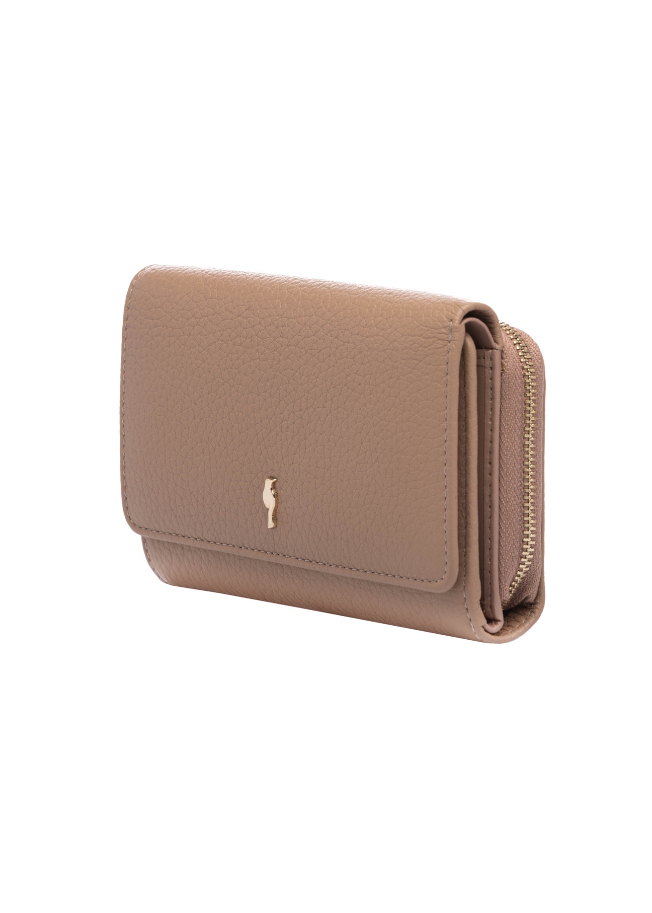 Large pink leather women's wallet PORES-0801H-5D(W26), diagonal product view on white background.