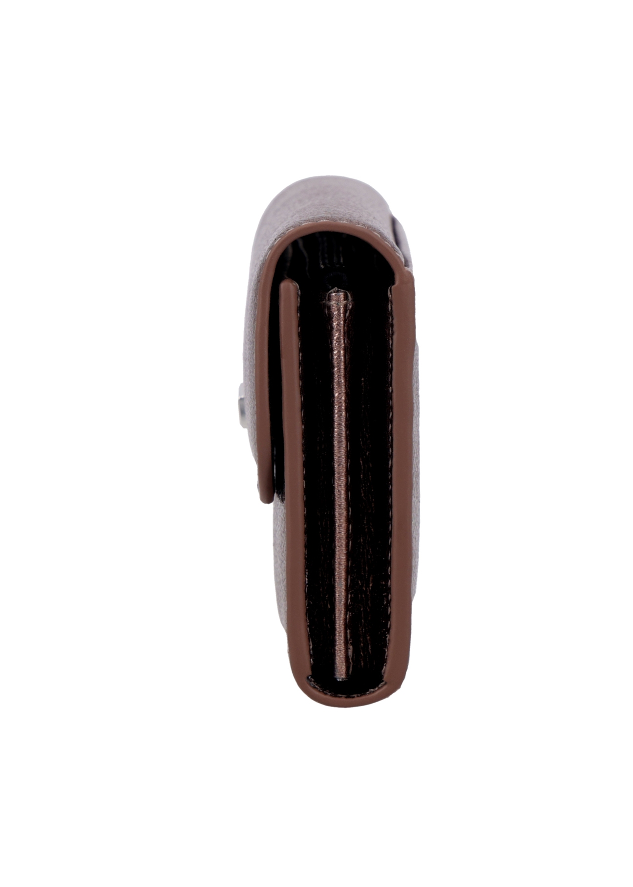 Medium women's leather wallet in light brown color PORES-1030-1G(Z26), side product view on white background.