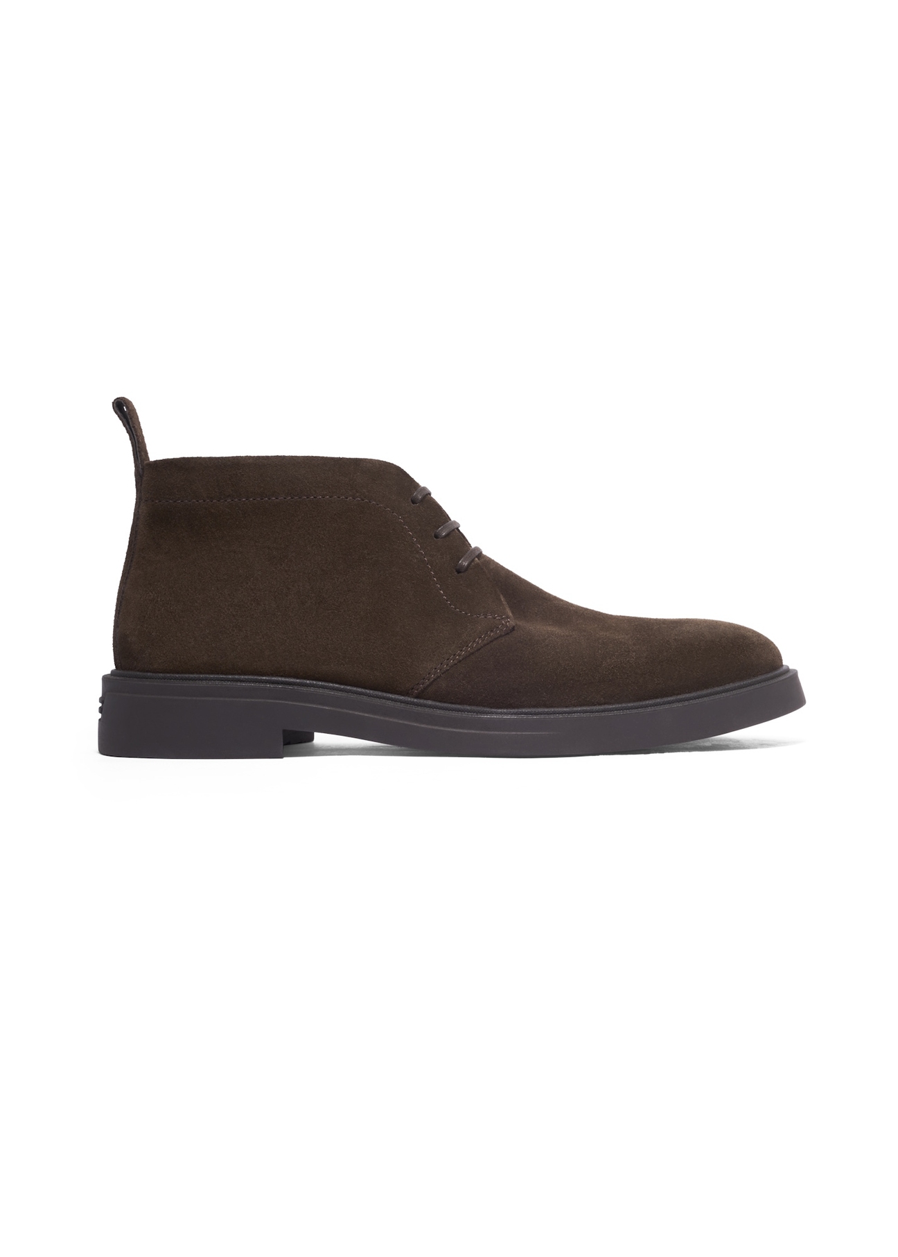 Men's dark brown suede ankle boots BUTYM-0575-1I(Z26), side view of the product on a white background.