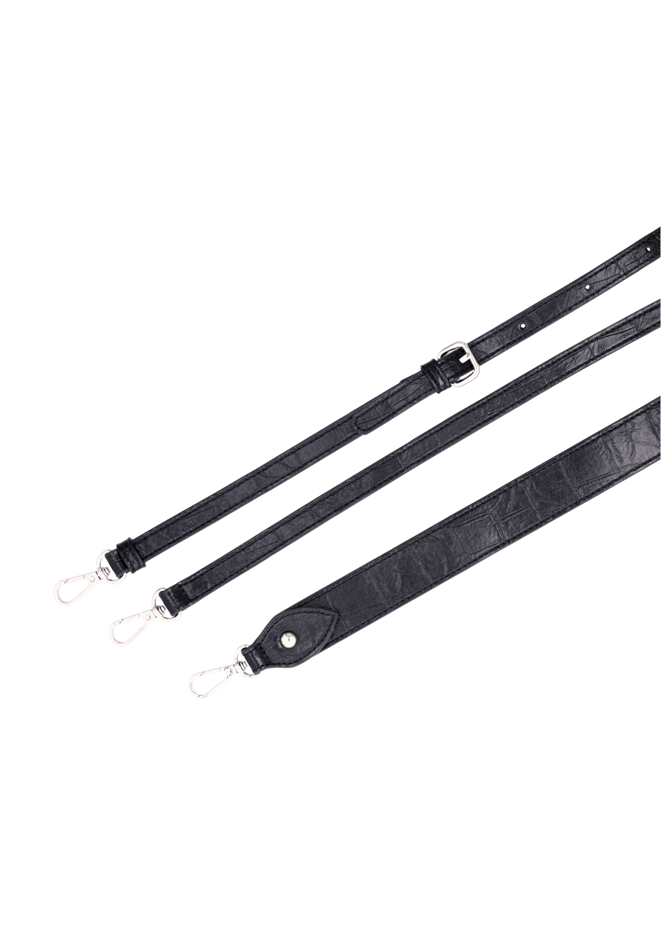 Black croco women's handbag TOREC-1308-9G(Z26), view of the product strap on a white background.