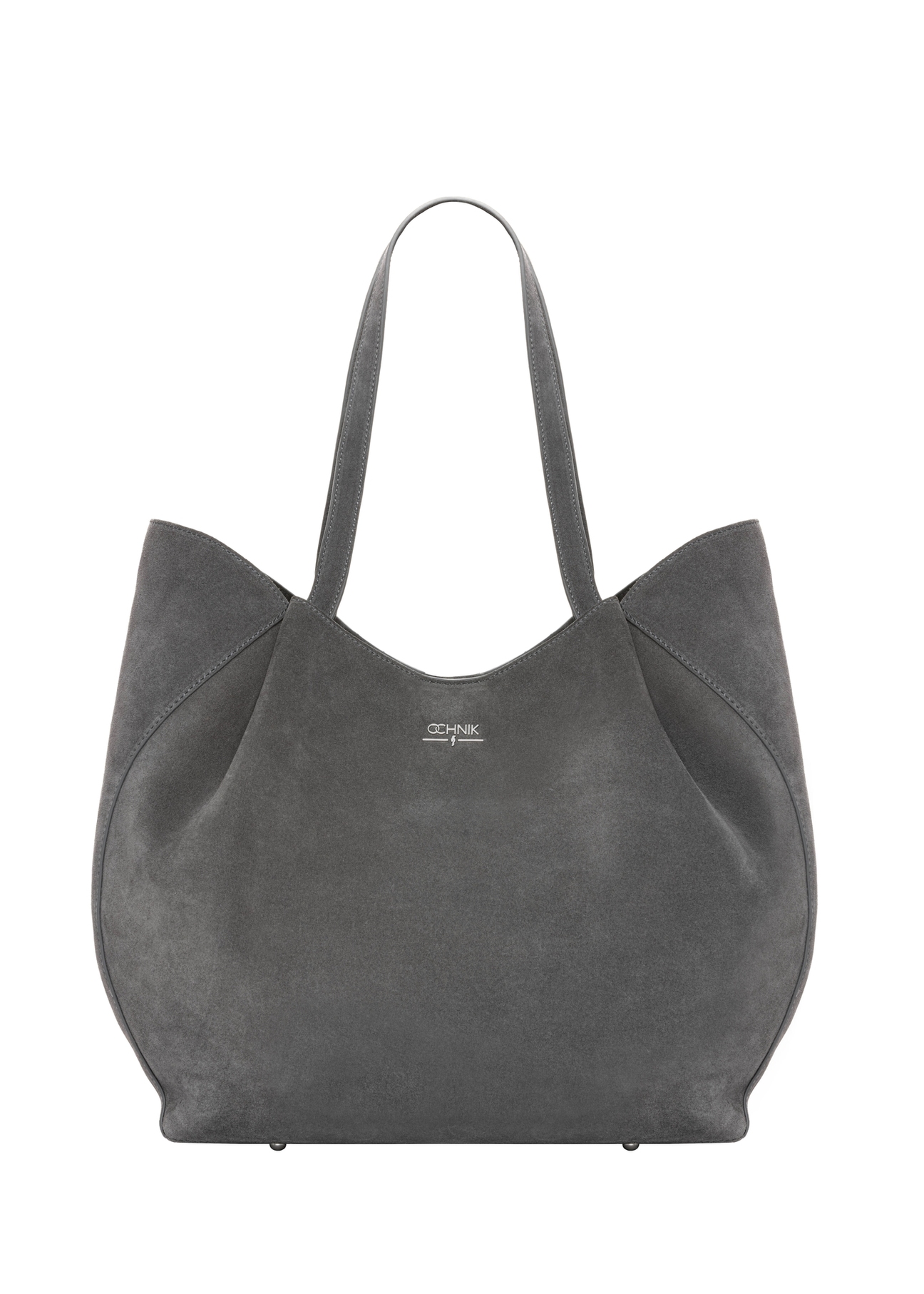 Women's suede graphite shopper bag TORES-1358-9D(Z26), front product view on white background.