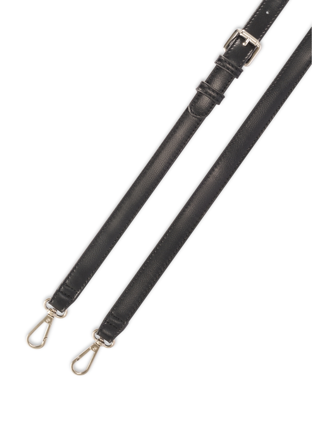 Small black women's messenger bag TOREC-1185-99(W26), view of the product strap on a white background.