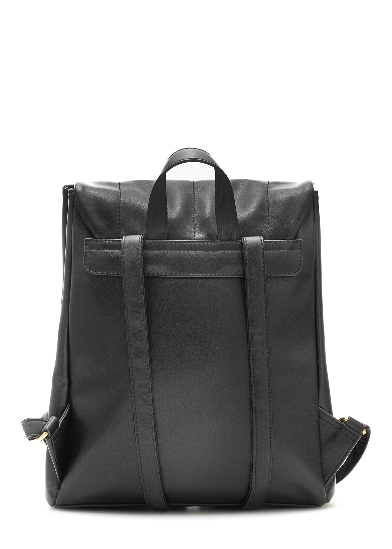 Black elegant women's backpack TOREC-1105-99(Z25), product view from the back on a white background.
